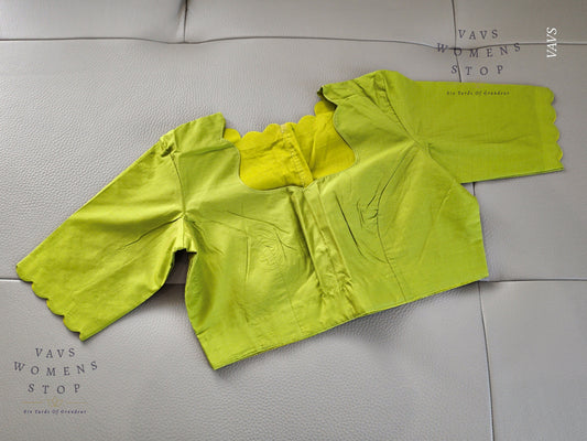 Parrot Green Shade Designer Plain Jasmine Silk Blouse