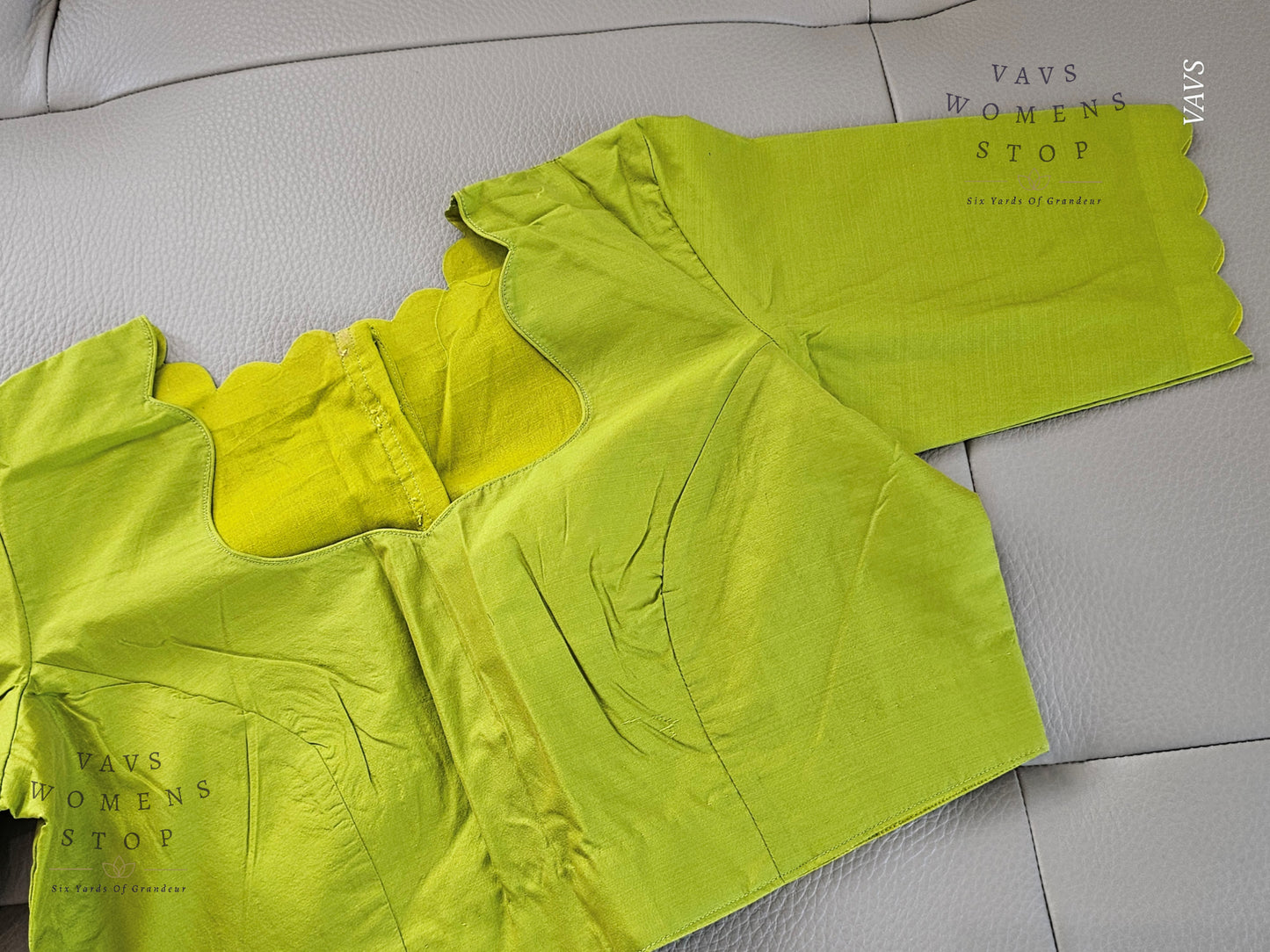 Parrot Green Shade Designer Plain Jasmine Silk Blouse