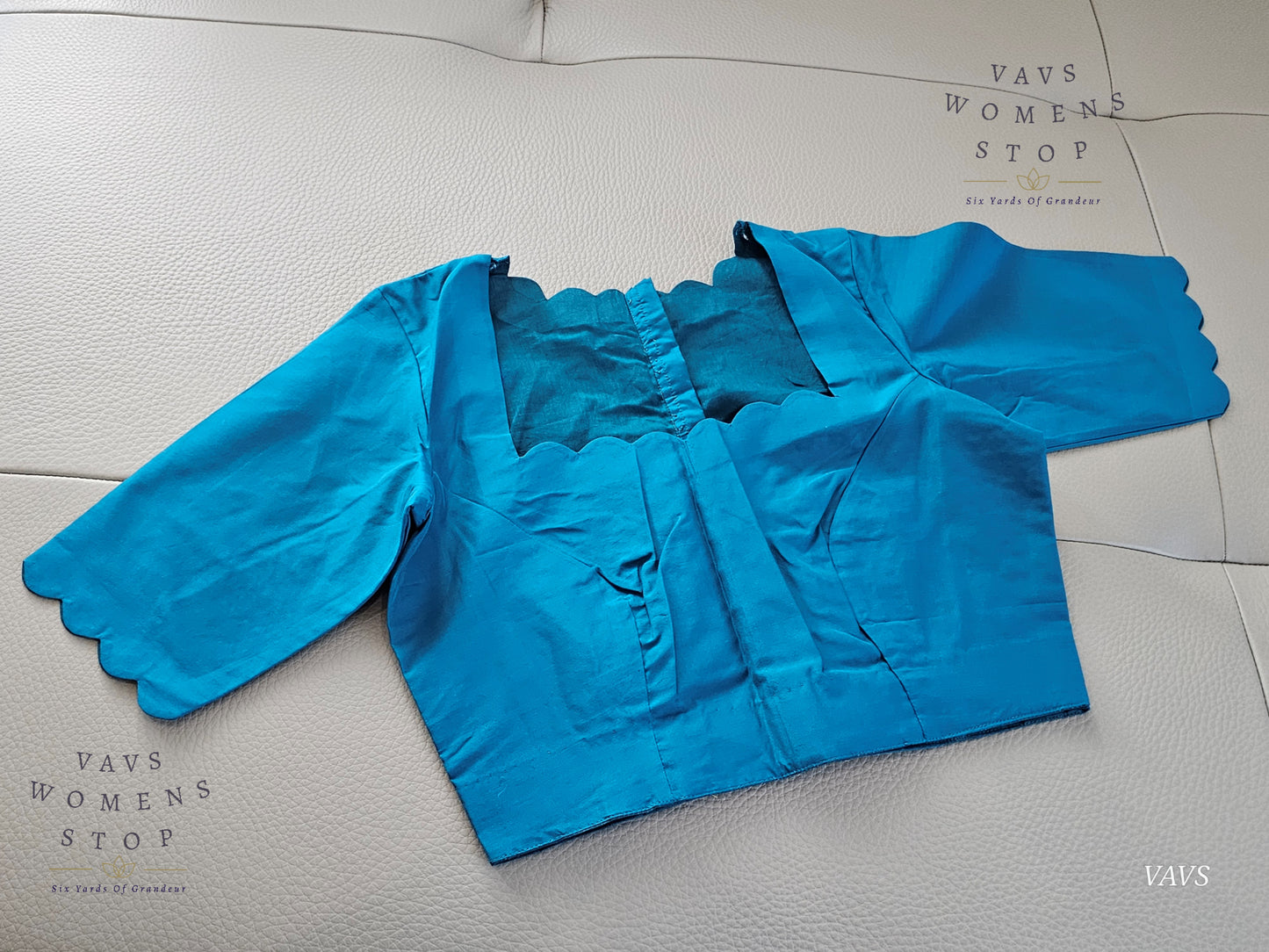 Blue Shade Designer Plain Jasmine Silk Blouse