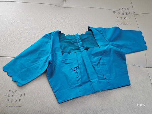 Blue Shade Designer Plain Jasmine Silk Blouse