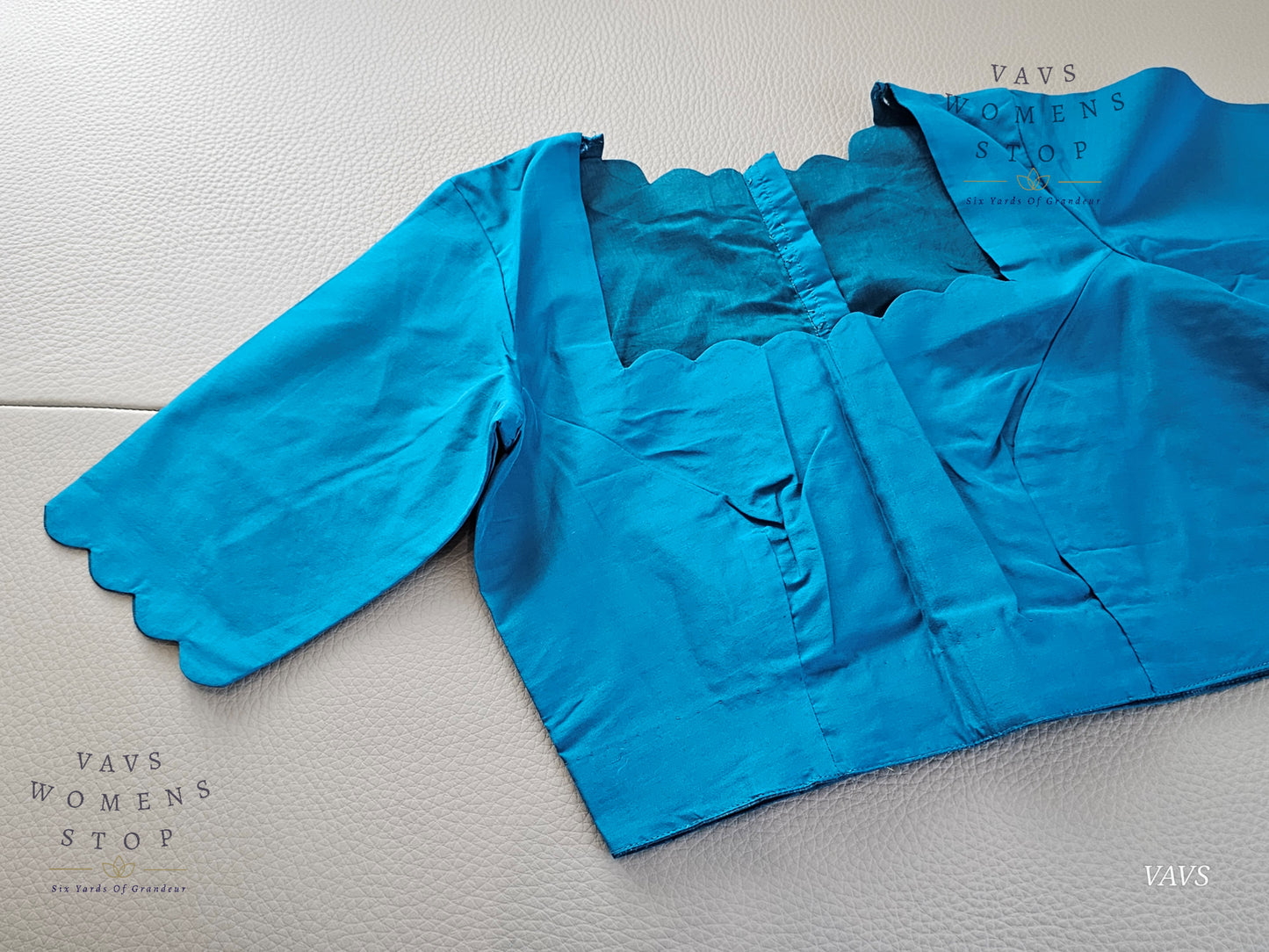 Blue Shade Designer Plain Jasmine Silk Blouse