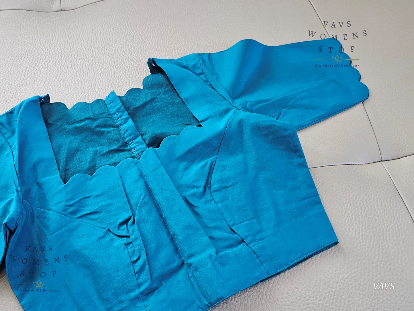 Blue Shade Designer Plain Jasmine Silk Blouse