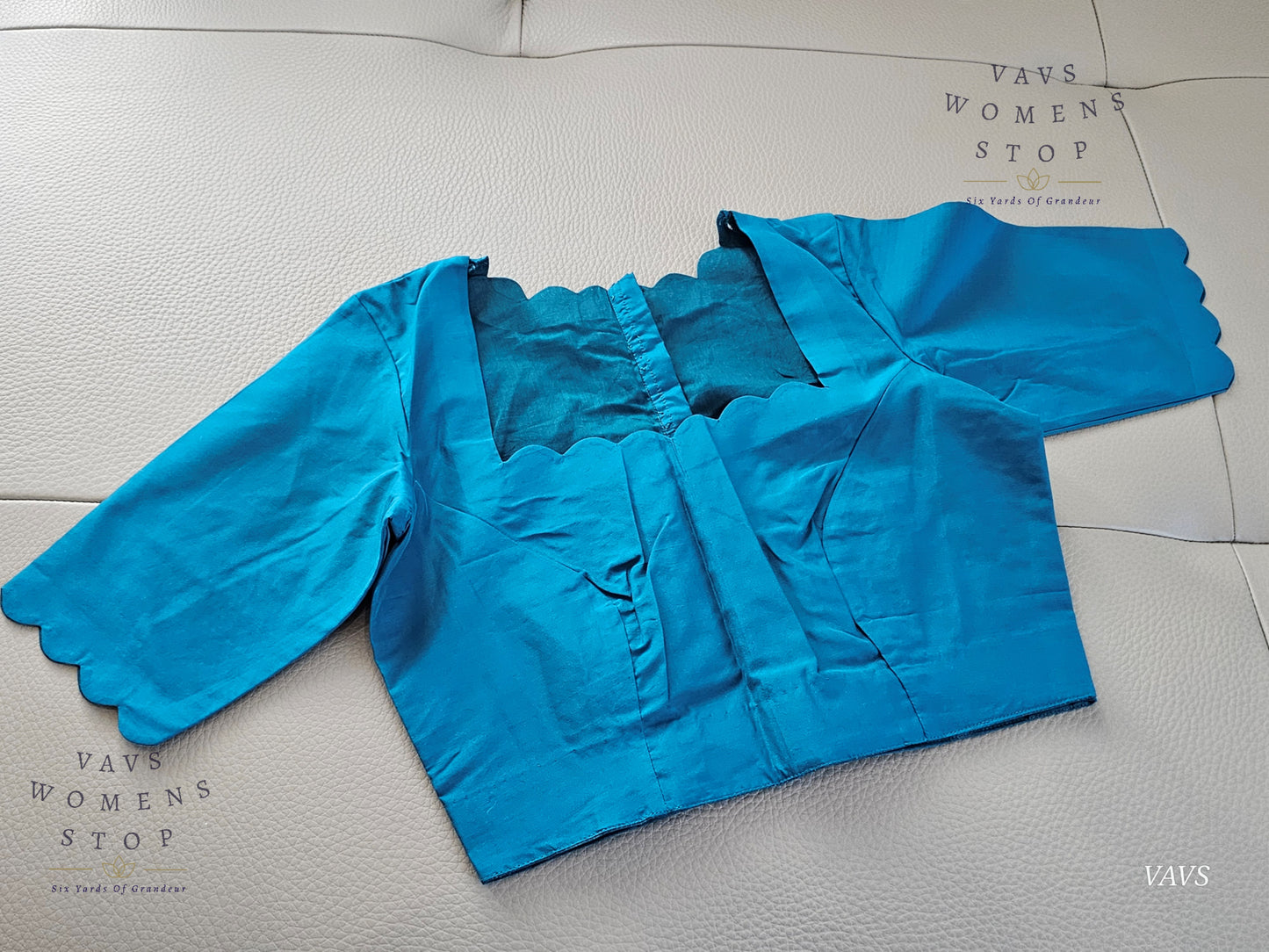 Blue Shade Designer Plain Jasmine Silk Blouse