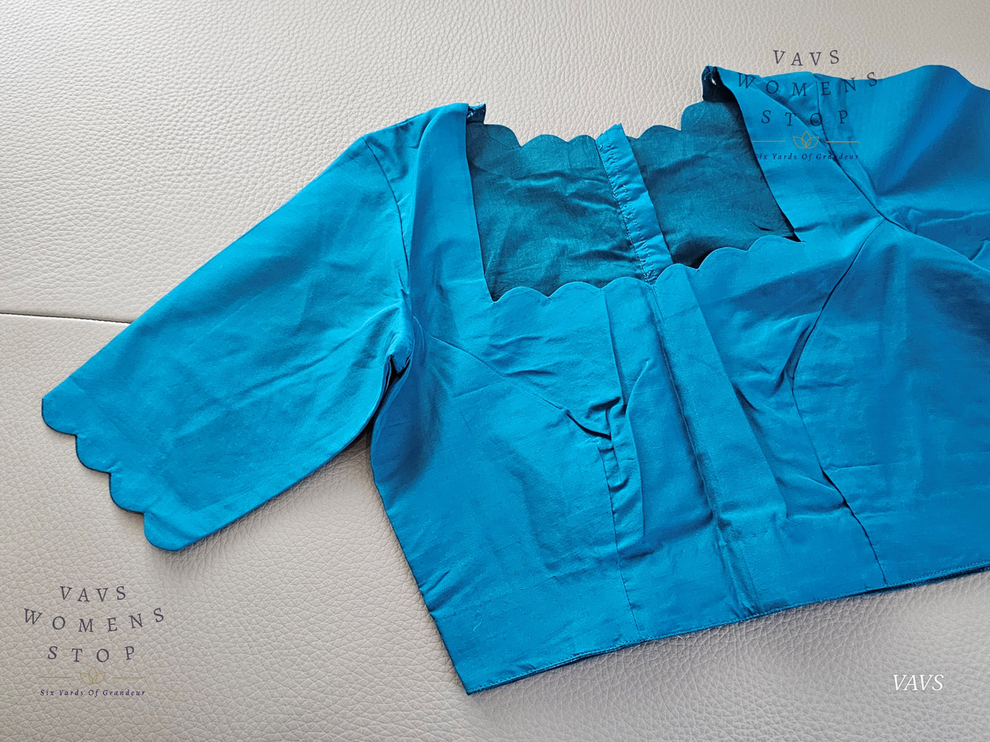 Blue Shade Designer Plain Jasmine Silk Blouse