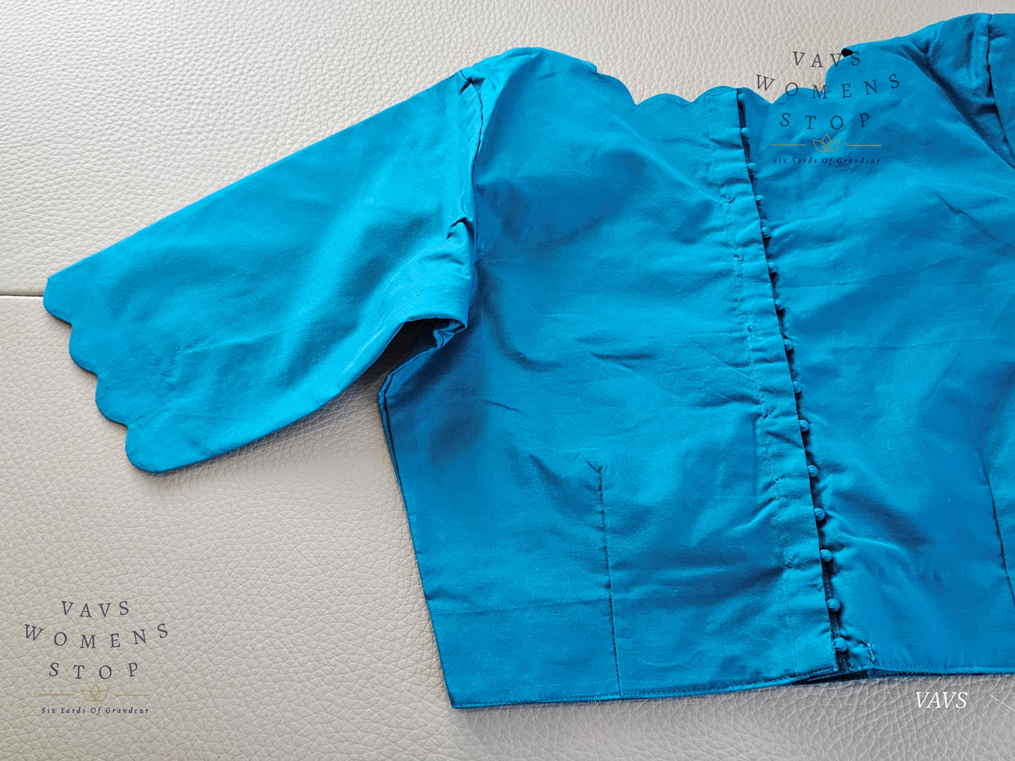 Blue Shade Designer Plain Jasmine Silk Blouse