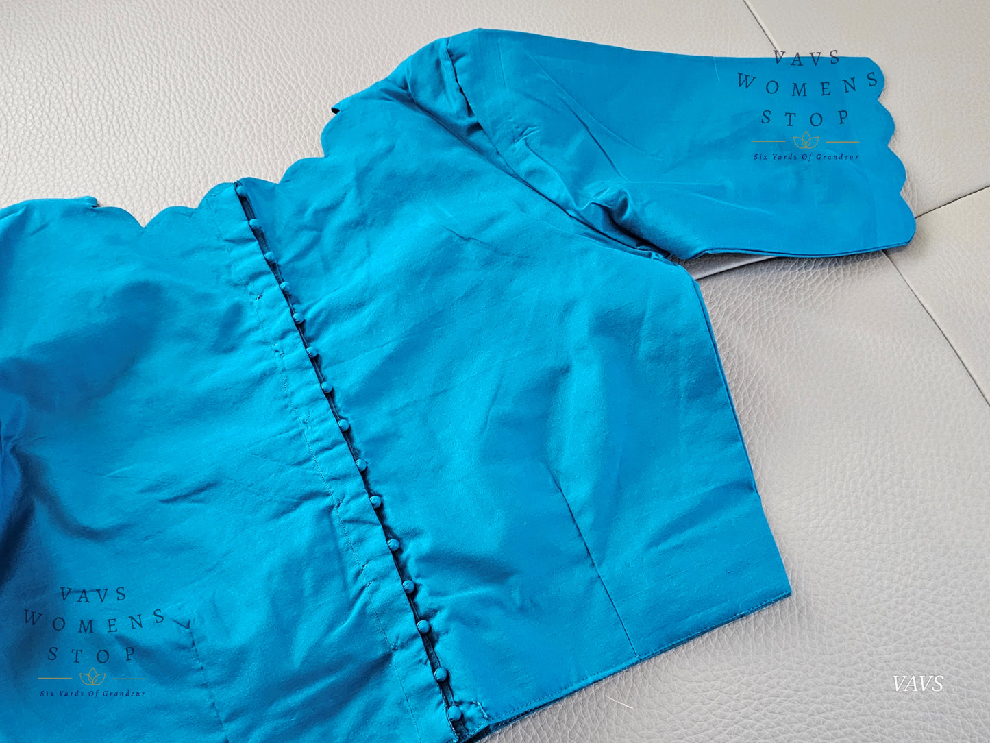 Blue Shade Designer Plain Jasmine Silk Blouse