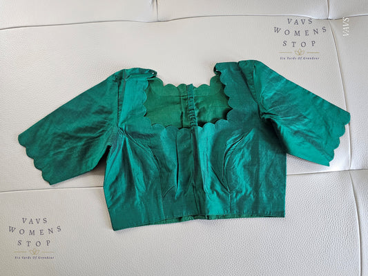 Green Shade Designer Plain Jasmine Silk Blouse