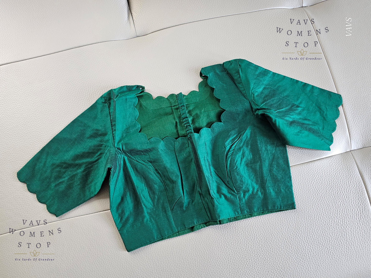 Green Shade Designer Plain Jasmine Silk Blouse