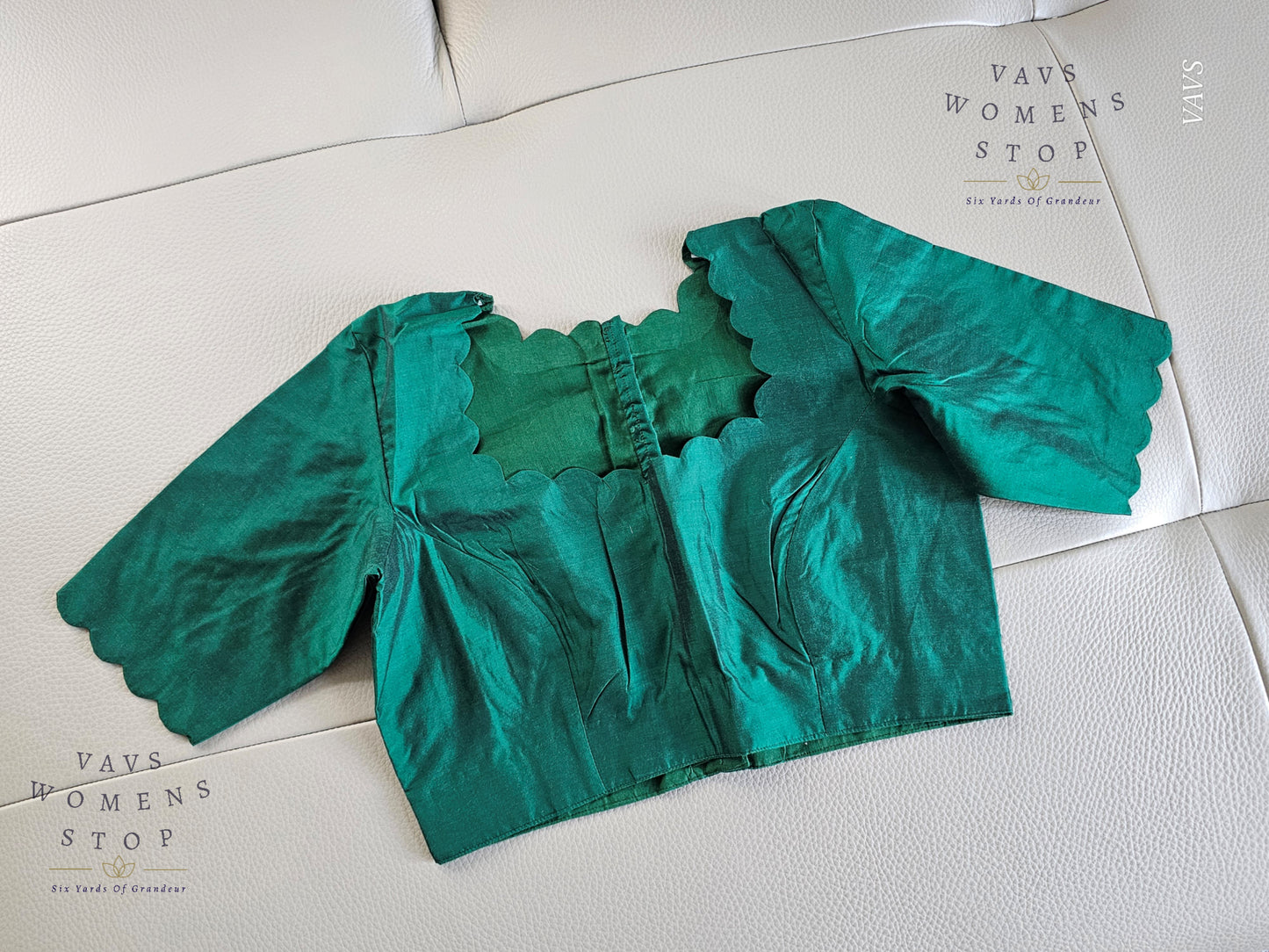 Green Shade Designer Plain Jasmine Silk Blouse