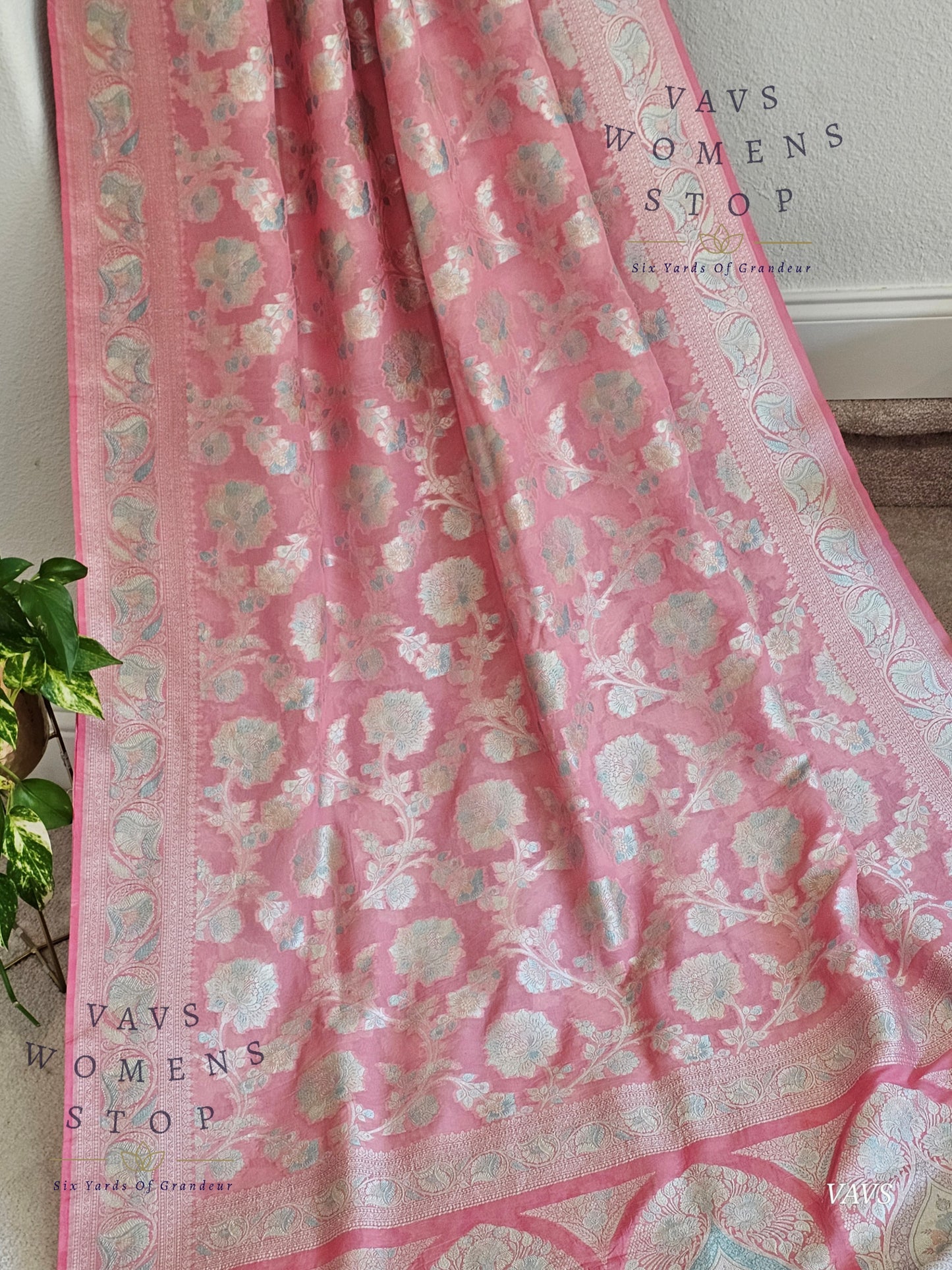 Pure Kota Chiffon Saree with All-Over Meenakari Jal Design
