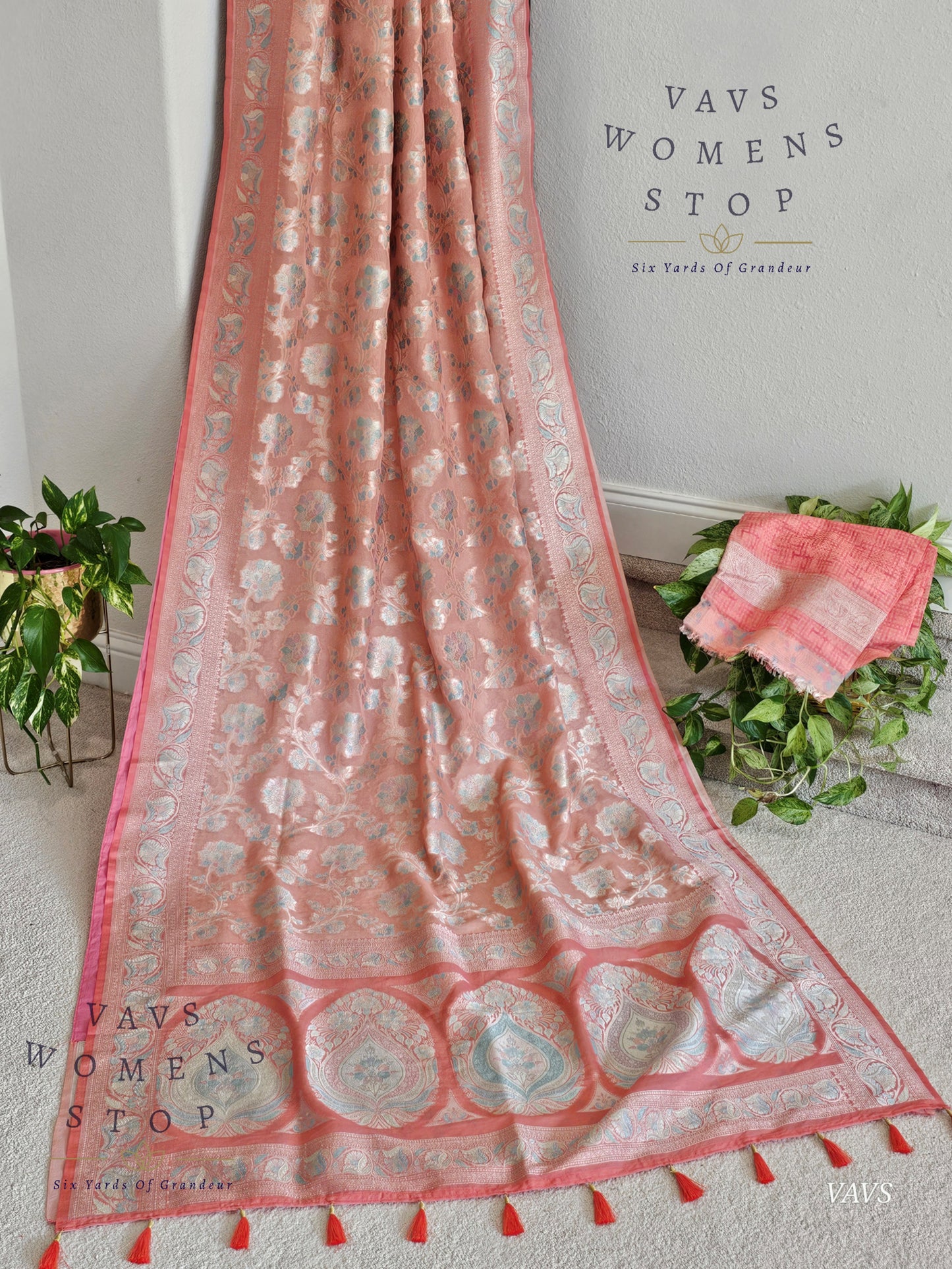 Pure Kota Chiffon Saree with All-Over Meenakari Jal Design