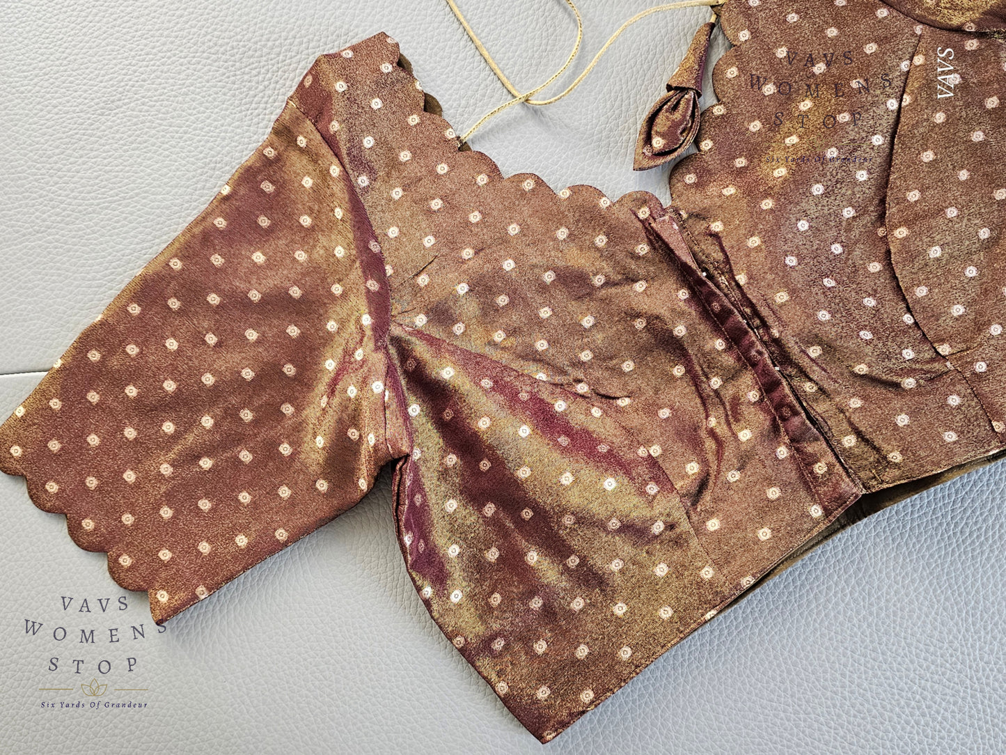 Designer Tissue Silk All Over Butta Blouse | Size 40–46 | Ready to Ship