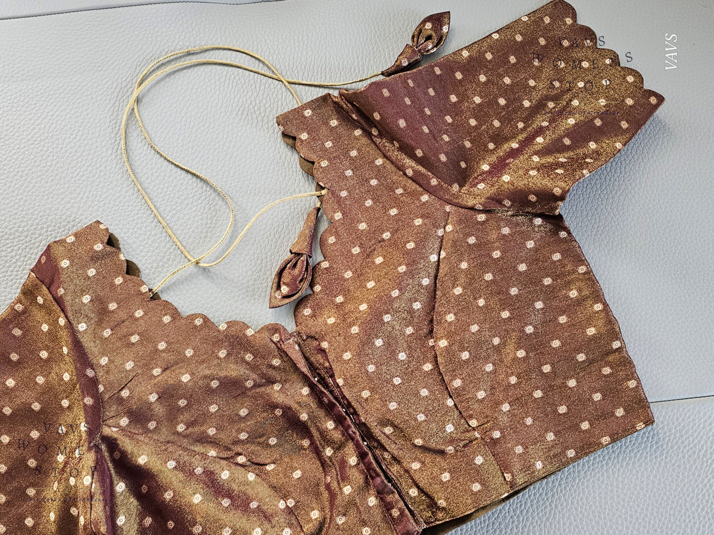 Designer Tissue Silk All Over Butta Blouse | Size 40–46 | Ready to Ship
