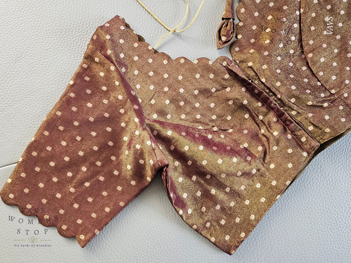 Designer Tissue Silk All Over Butta Blouse | Size 40–46 | Ready to Ship