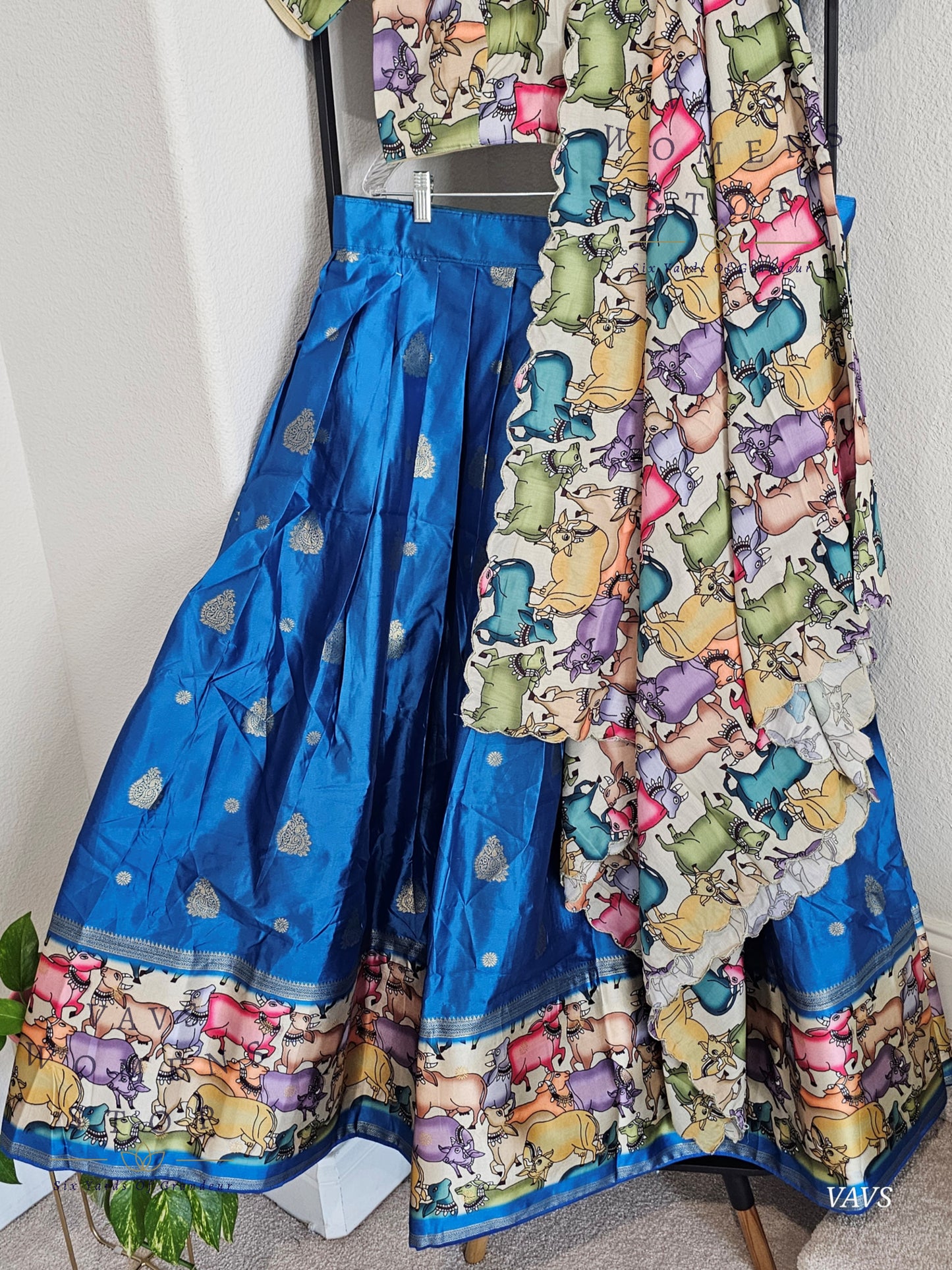 Benarasi-Pichwai Designer Half Saree Set | Pichwai Print Dupatta | Can-Can Lined | Size 36-42