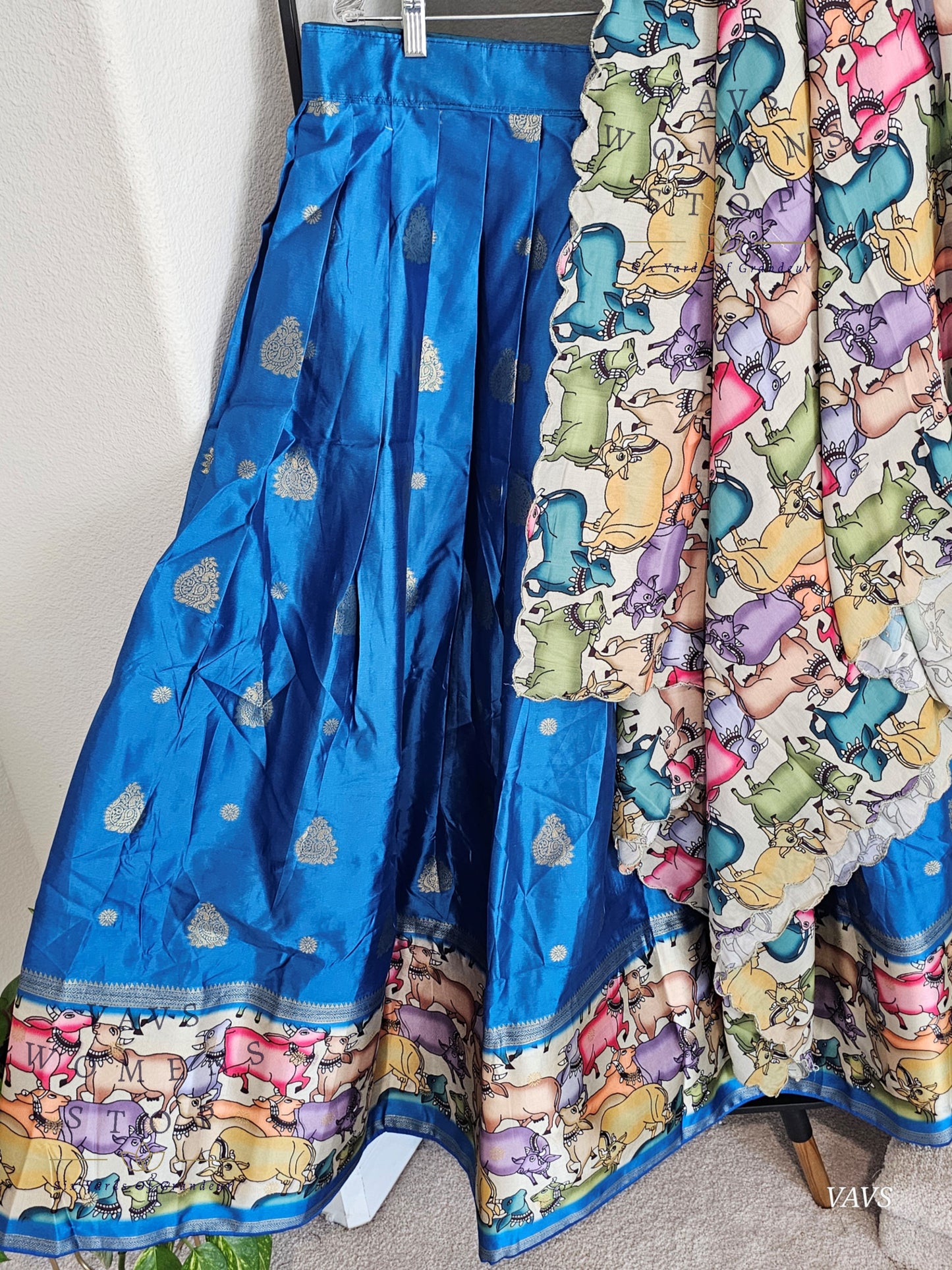 Benarasi-Pichwai Designer Half Saree Set | Pichwai Print Dupatta | Can-Can Lined | Size 36-42