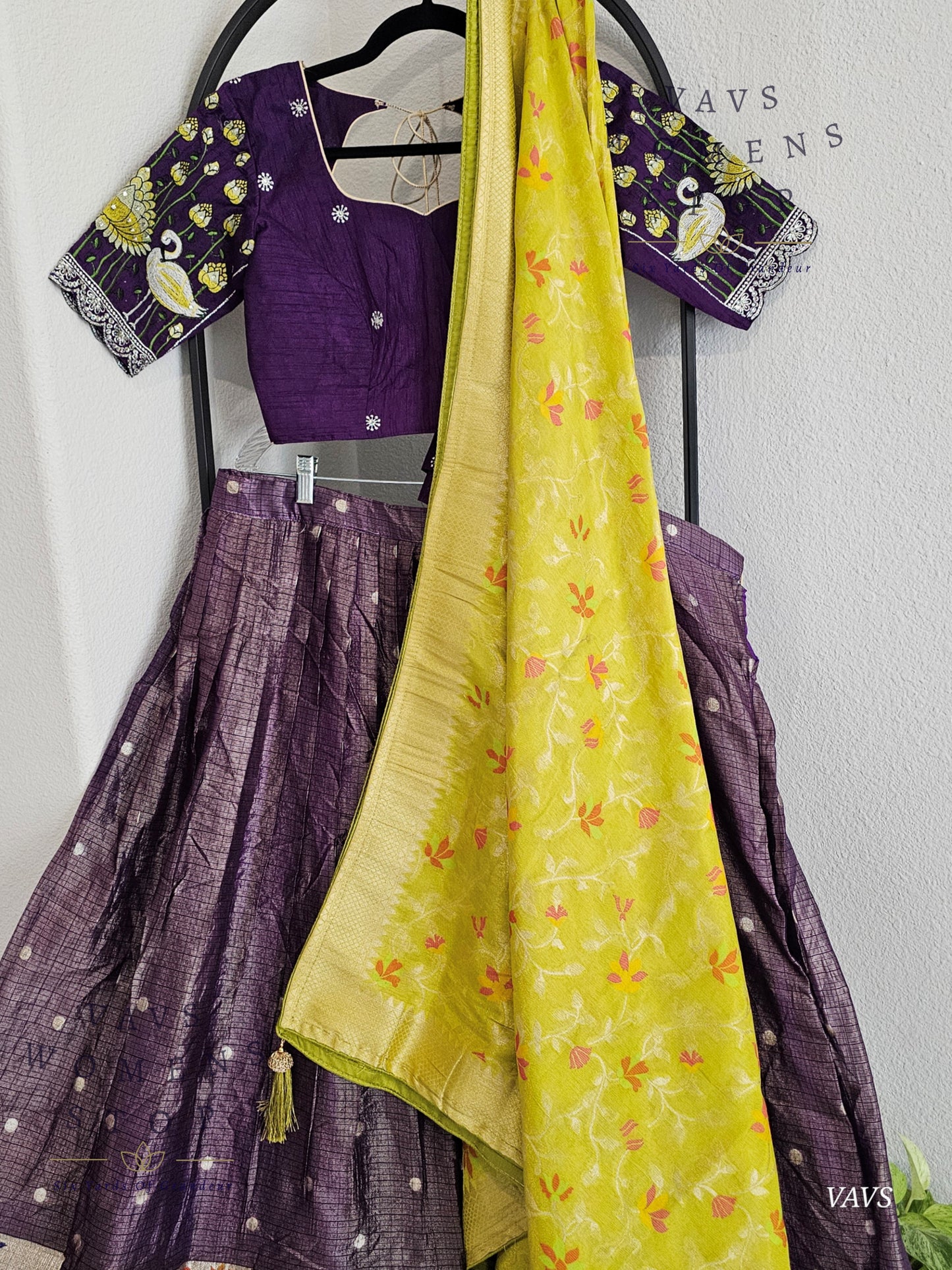 Kota Tissue Paithani Lehenga Set with Munga Benarasi Dupatta | Can-Can Lined
