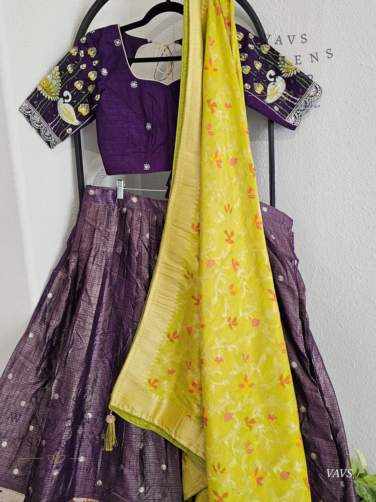 Kota Tissue Paithani Lehenga Set with Munga Benarasi Dupatta | Can-Can Lined