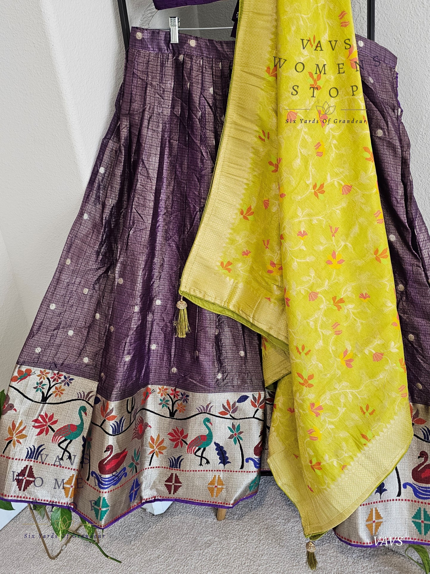 Kota Tissue Paithani Lehenga Set with Munga Benarasi Dupatta | Can-Can Lined