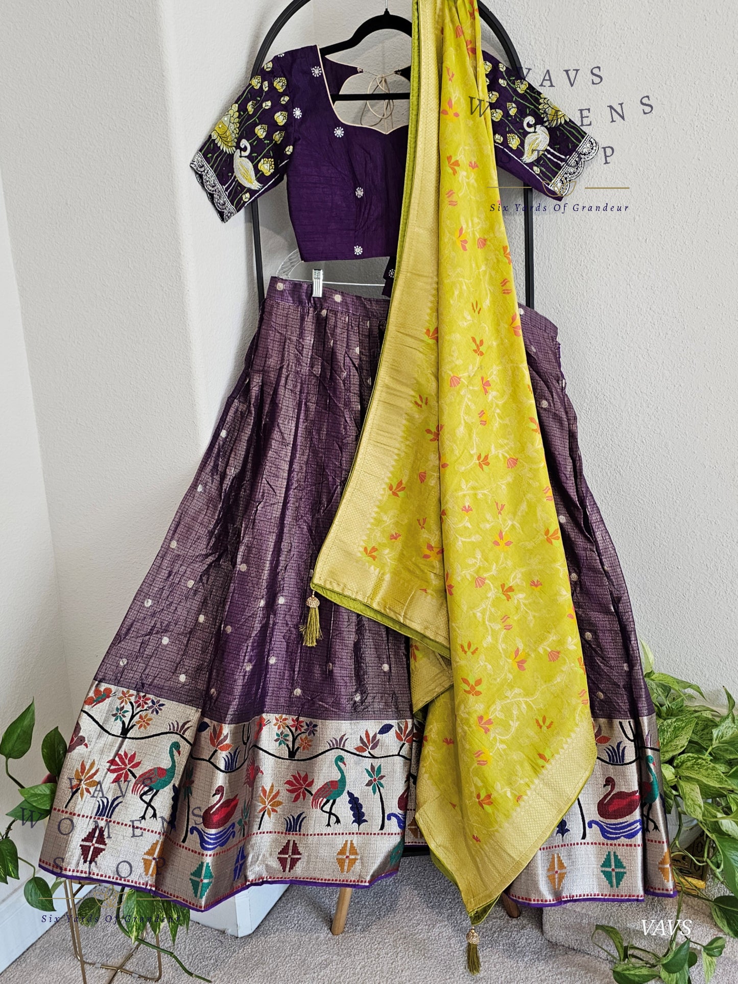 Kota Tissue Paithani Lehenga Set with Munga Benarasi Dupatta | Can-Can Lined