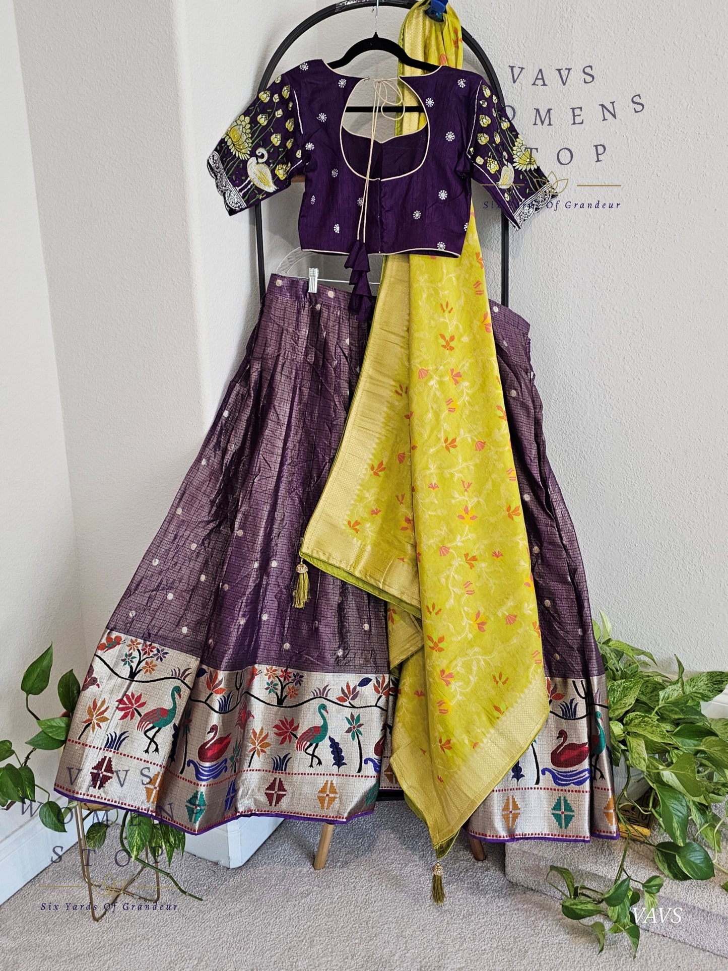 Kota Tissue Paithani Lehenga Set with Munga Benarasi Dupatta | Can-Can Lined