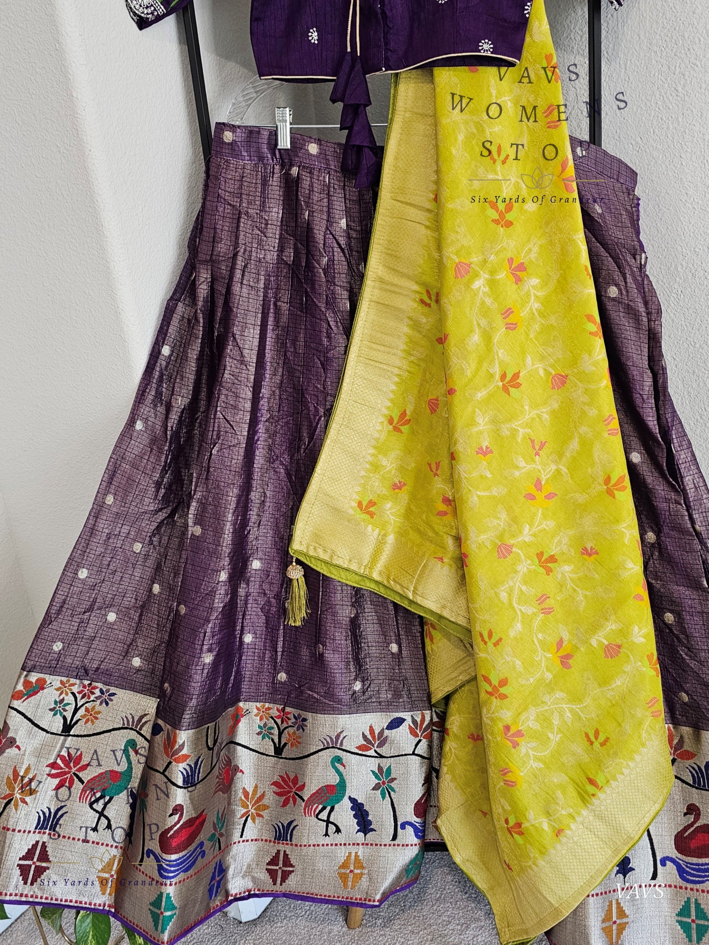 Kota Tissue Paithani Lehenga Set with Munga Benarasi Dupatta | Can-Can Lined
