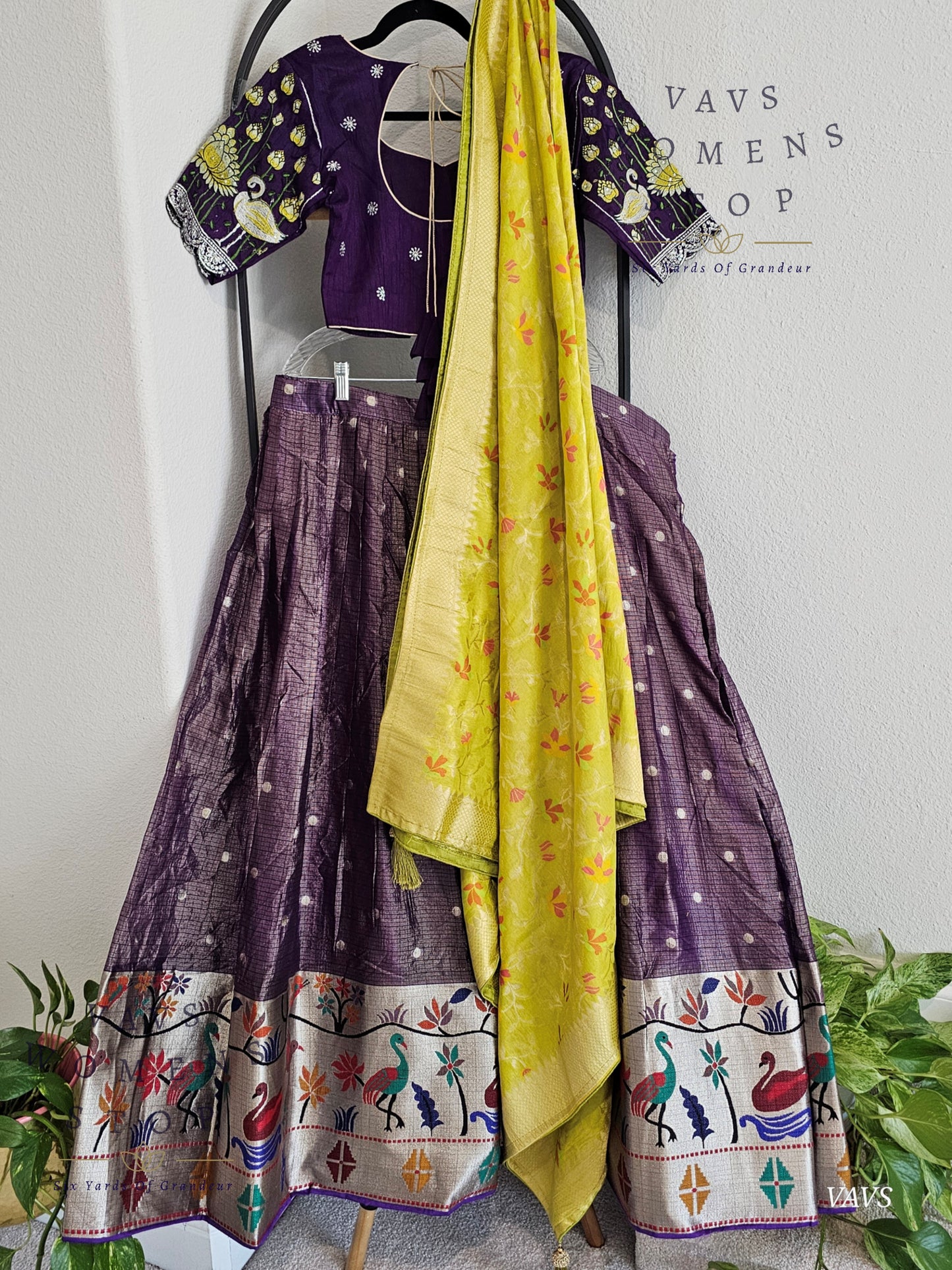 Kota Tissue Paithani Lehenga Set with Munga Benarasi Dupatta | Can-Can Lined