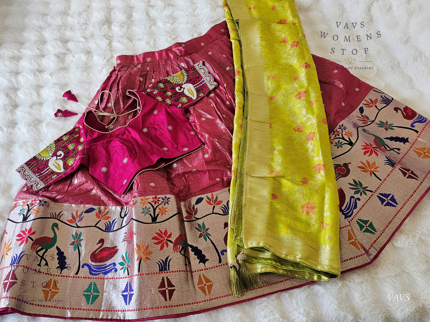 Kota Tissue Paithani Lehenga Set with Munga Benarasi Dupatta | Can-Can Lined