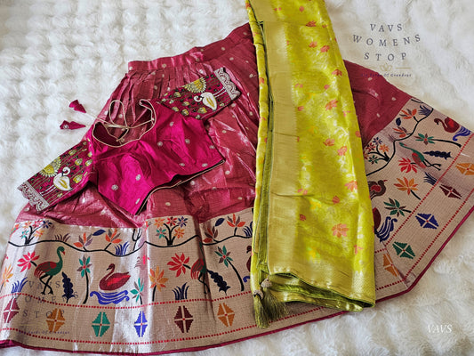 Kota Tissue Paithani Lehenga Set with Munga Benarasi Dupatta | Can-Can Lined