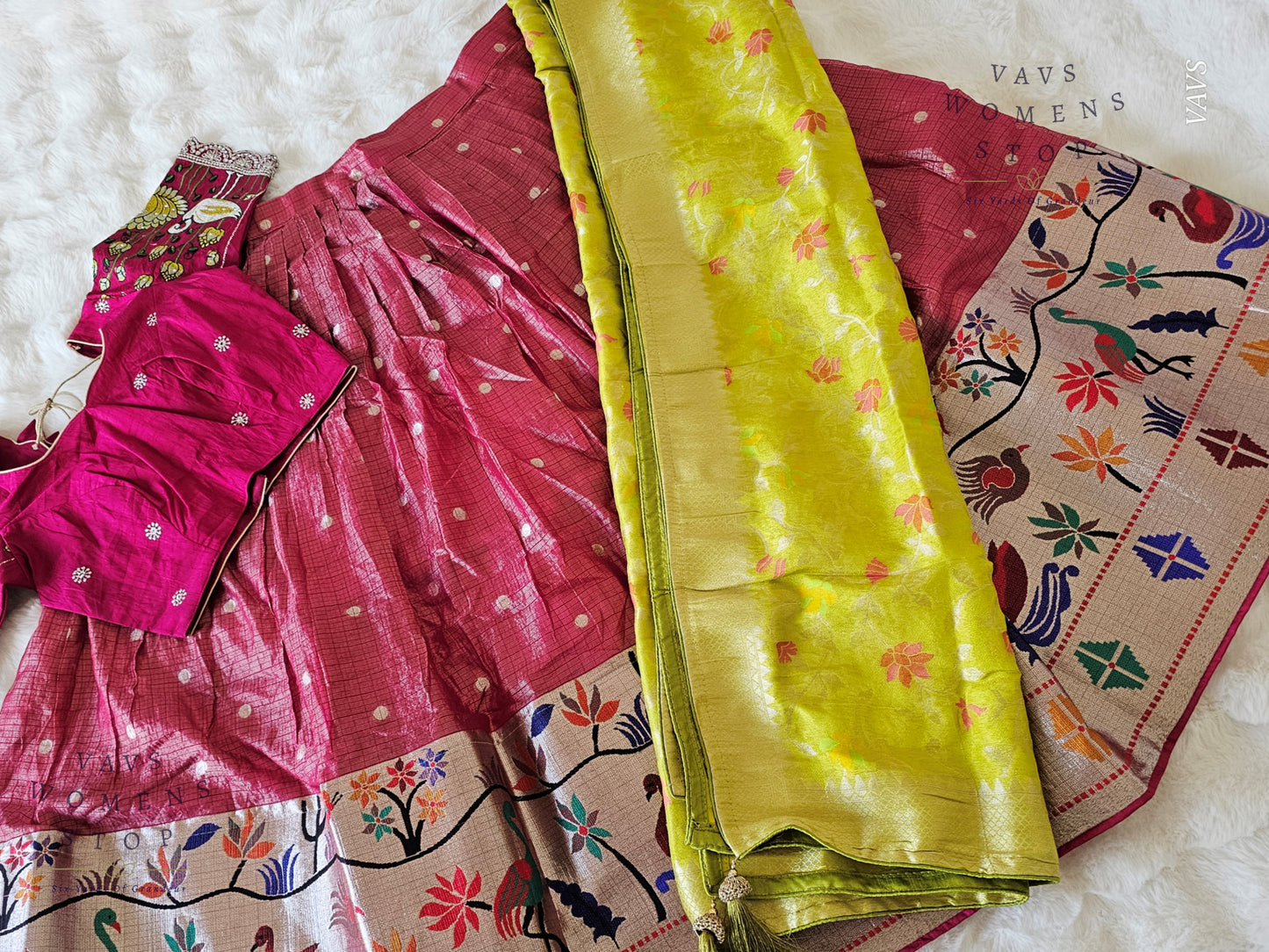 Kota Tissue Paithani Lehenga Set with Munga Benarasi Dupatta | Can-Can Lined