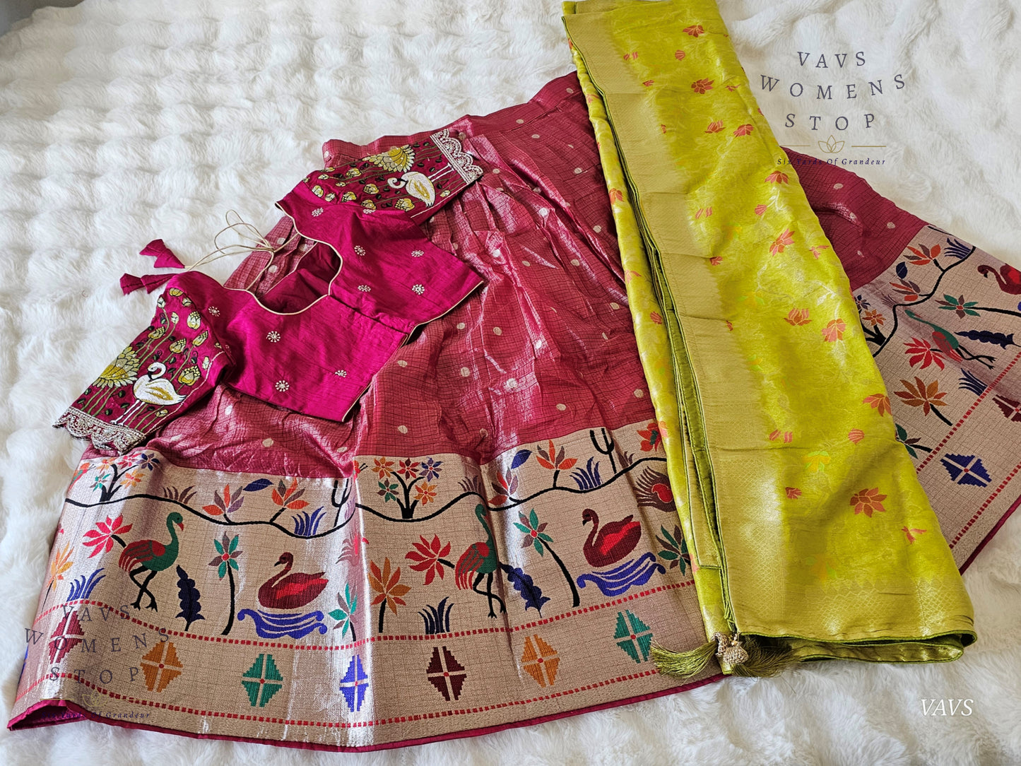 Kota Tissue Paithani Lehenga Set with Munga Benarasi Dupatta | Can-Can Lined