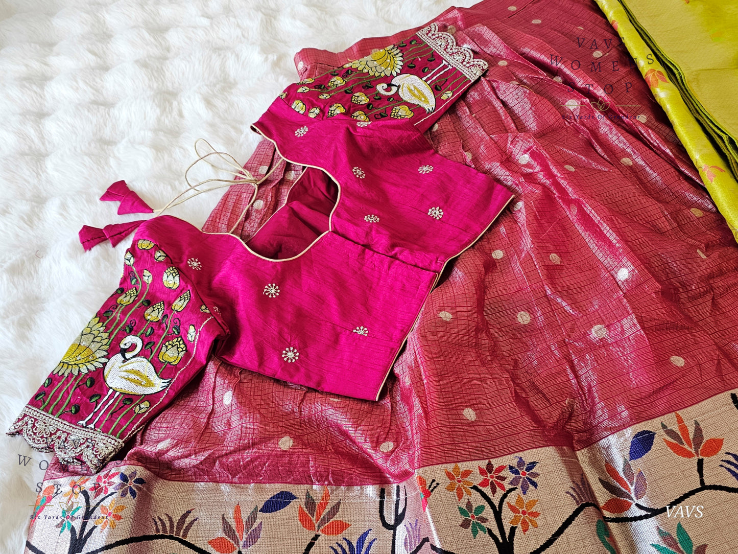 Kota Tissue Paithani Lehenga Set with Munga Benarasi Dupatta | Can-Can Lined