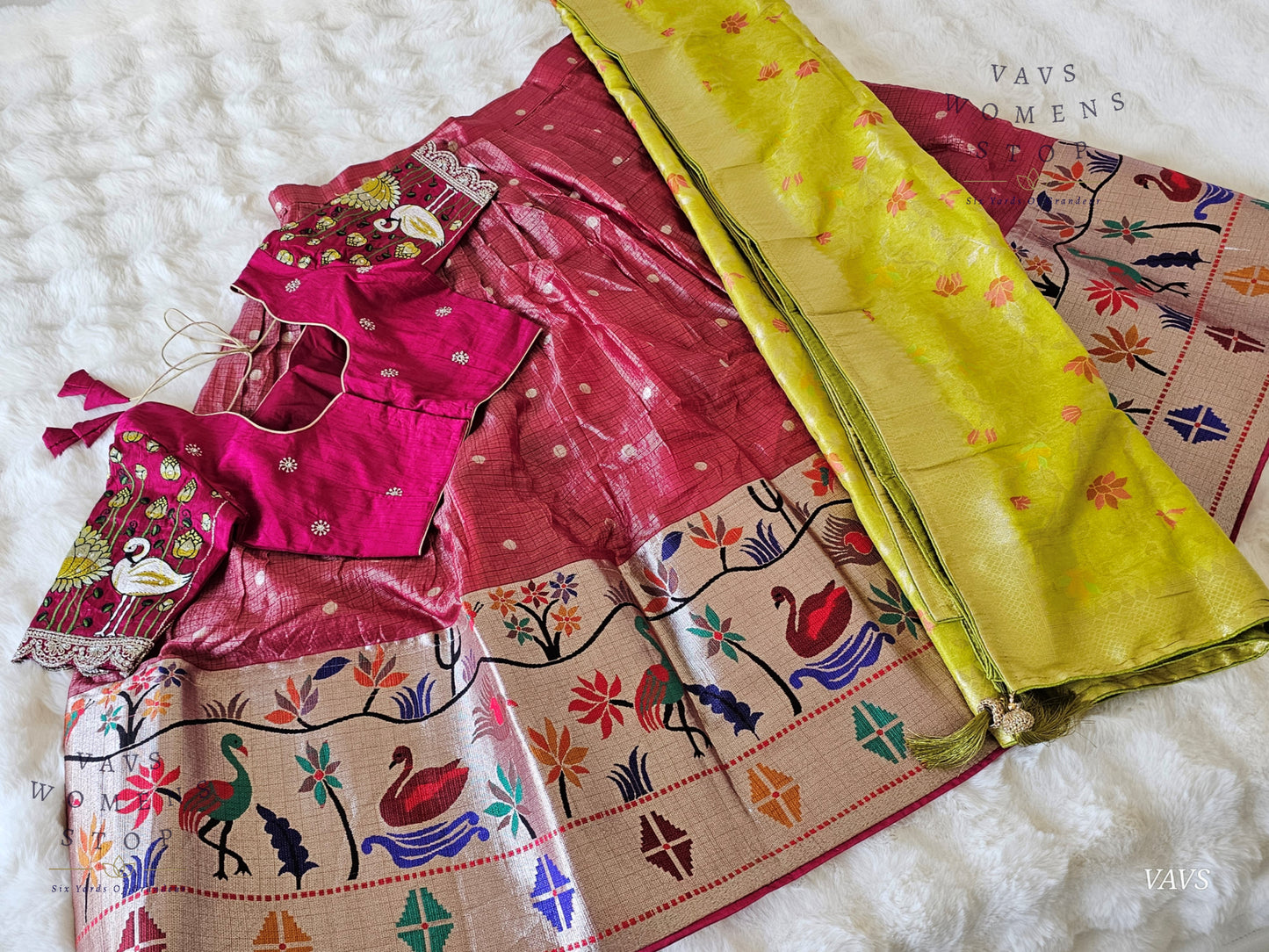 Kota Tissue Paithani Lehenga Set with Munga Benarasi Dupatta | Can-Can Lined