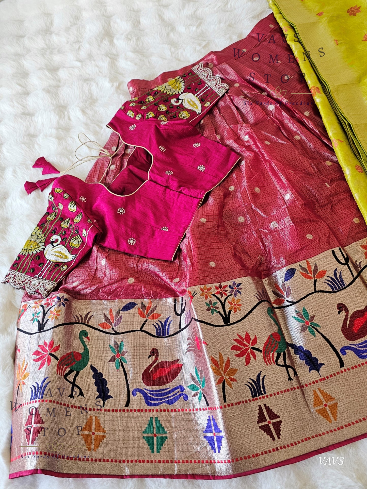 Kota Tissue Paithani Lehenga Set with Munga Benarasi Dupatta | Can-Can Lined