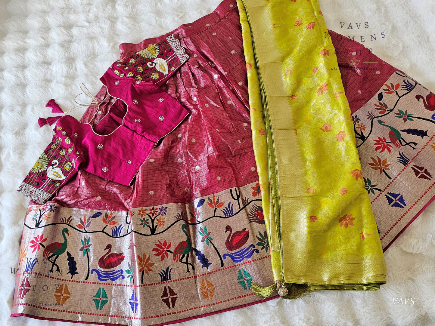 Kota Tissue Paithani Lehenga Set with Munga Benarasi Dupatta | Can-Can Lined