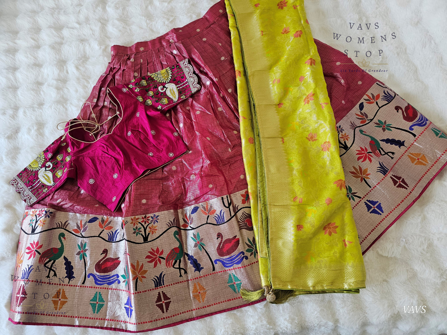 Kota Tissue Paithani Lehenga Set with Munga Benarasi Dupatta | Can-Can Lined