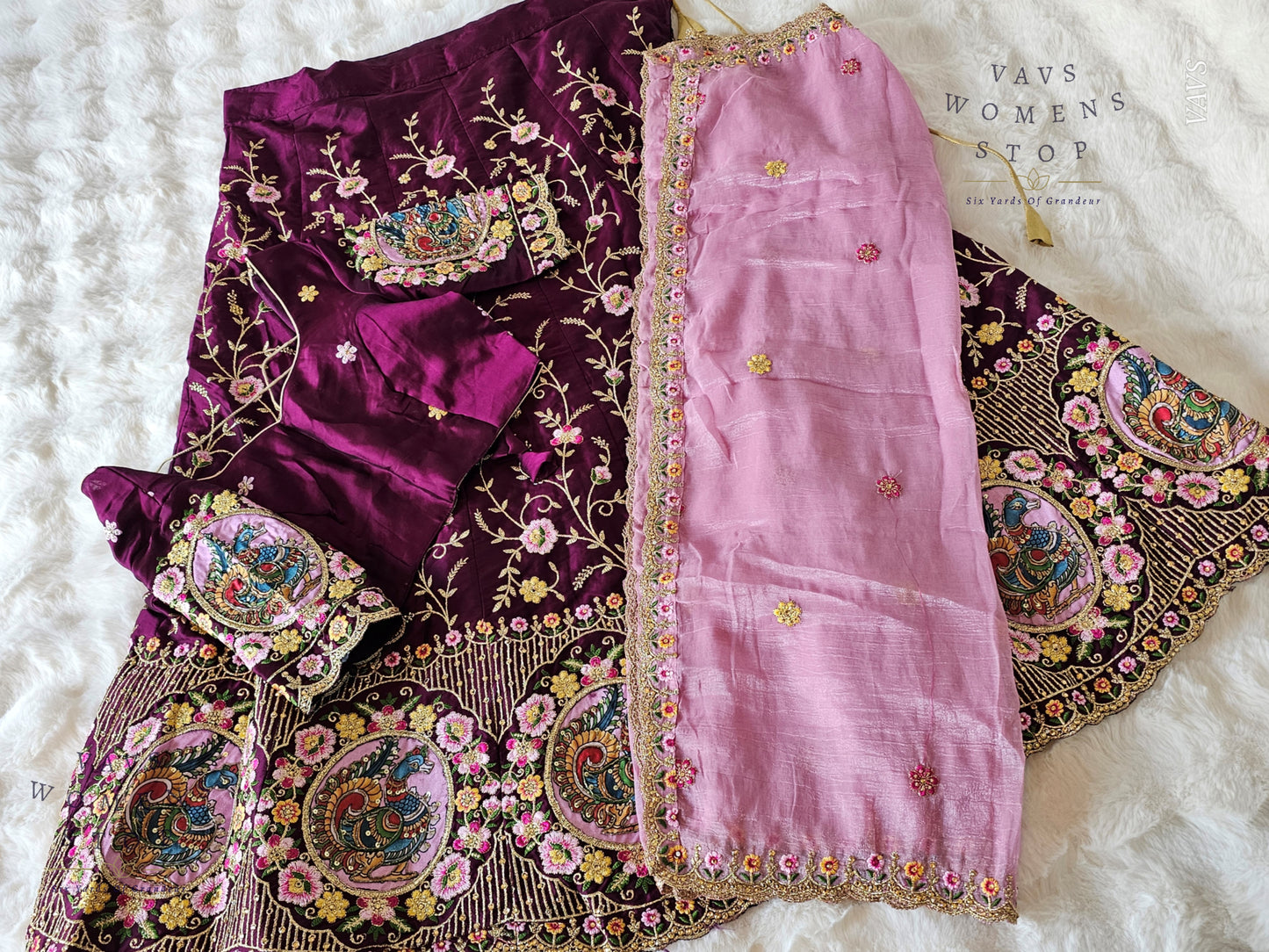 Designer Heavy Embroidery Lehenga Set with Peacock Applique Work | Can-Can Lined
