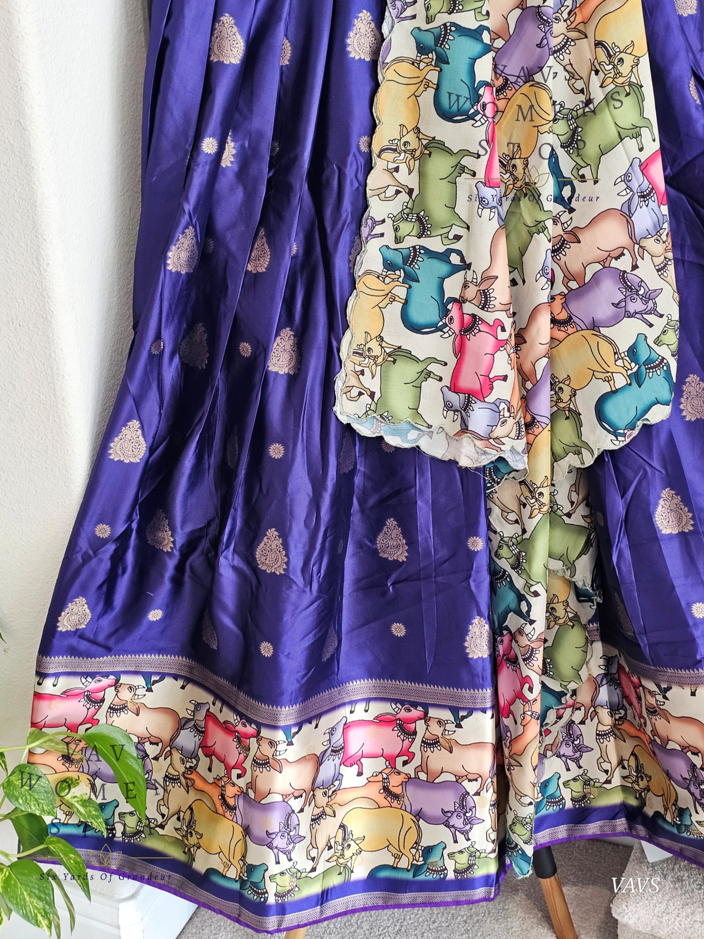 Benarasi-Pichwai Designer Half Saree Set | Pichwai Print Dupatta | Can-Can Lined | Size 38-44