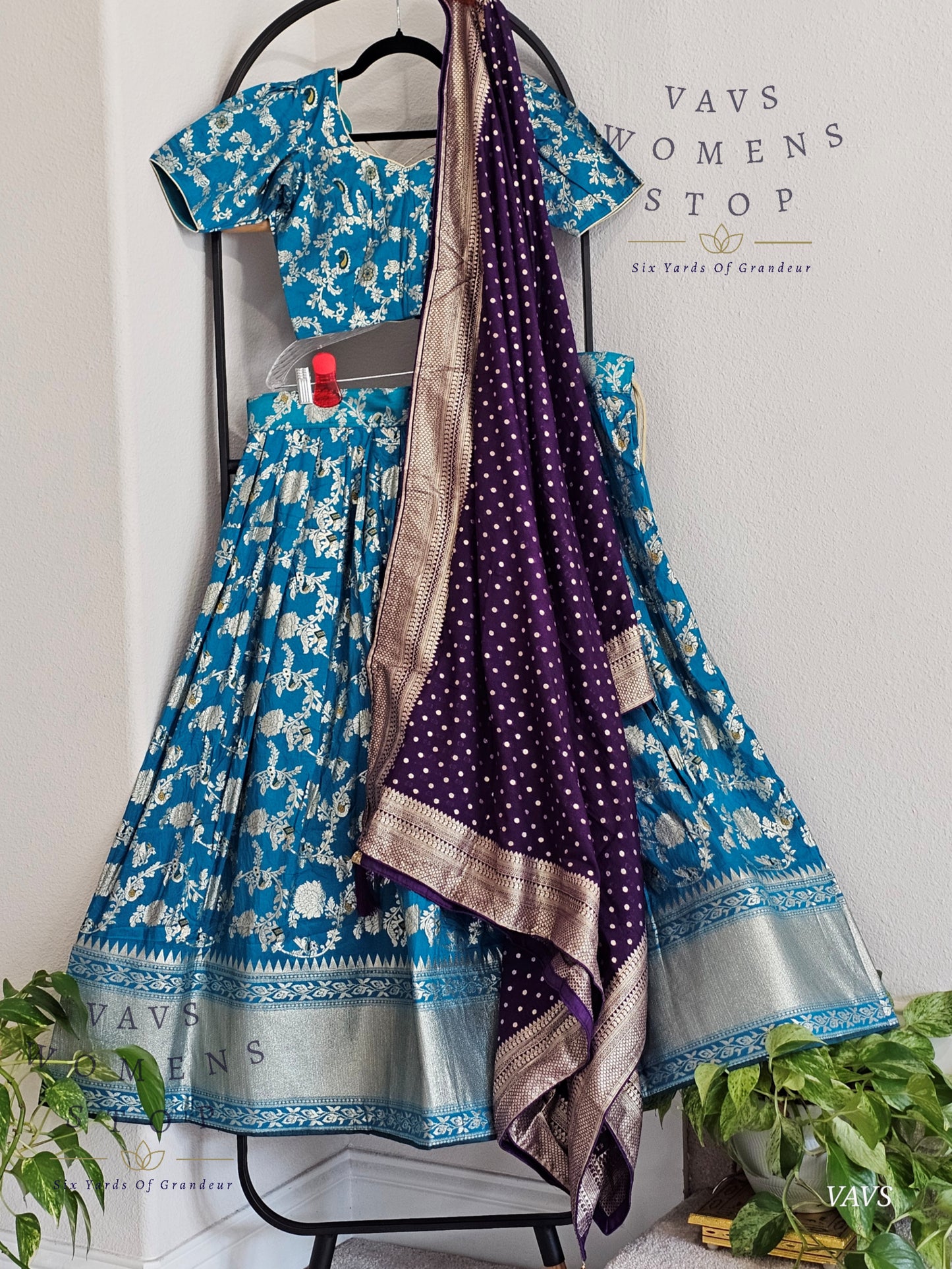 Munga Benarasi Designer Half Saree Set | Can-Can Lined | Suitable for Girls Ages 11+ Too