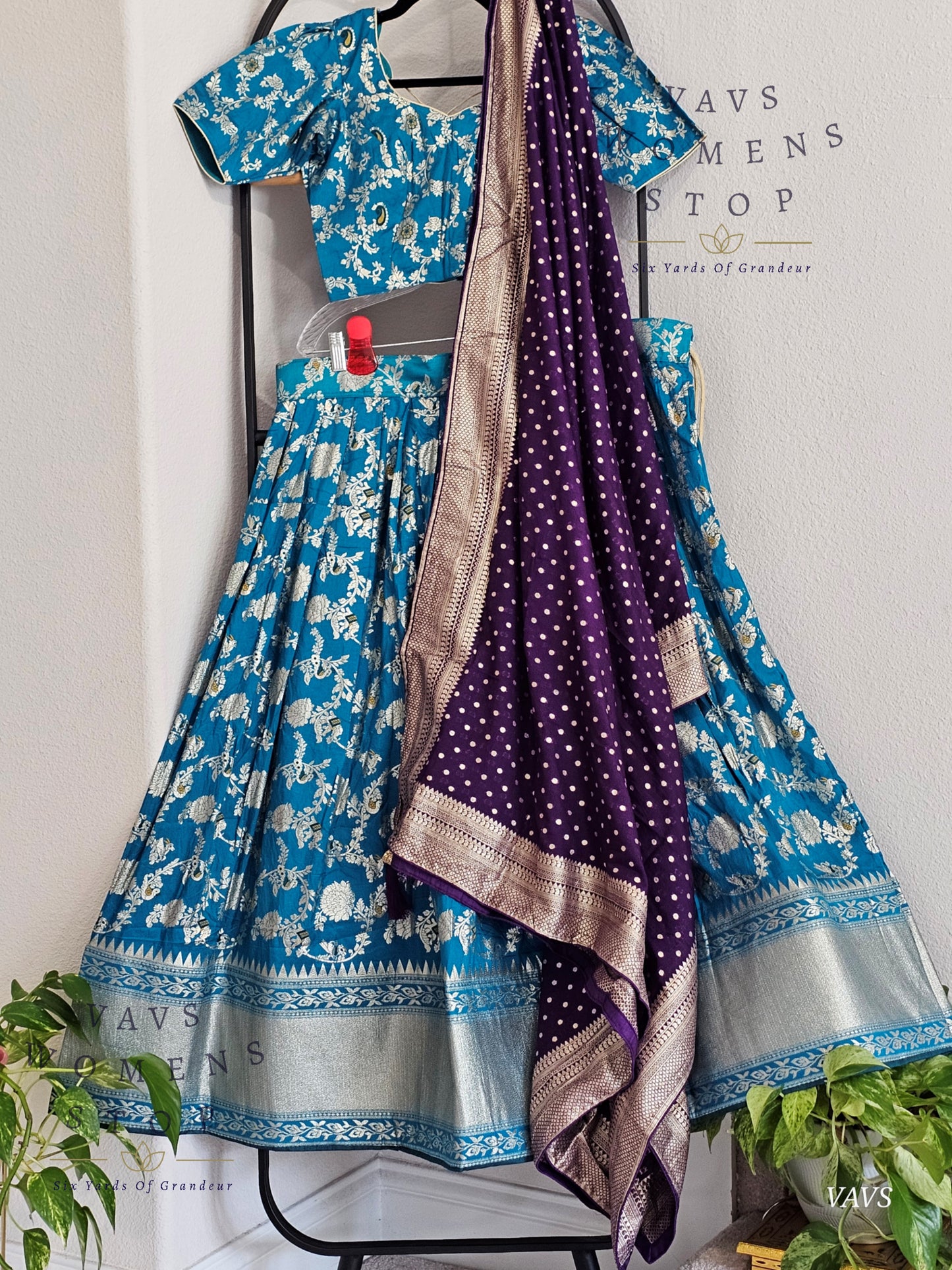 Munga Benarasi Designer Half Saree Set | Can-Can Lined | Suitable for Girls Ages 11+ Too