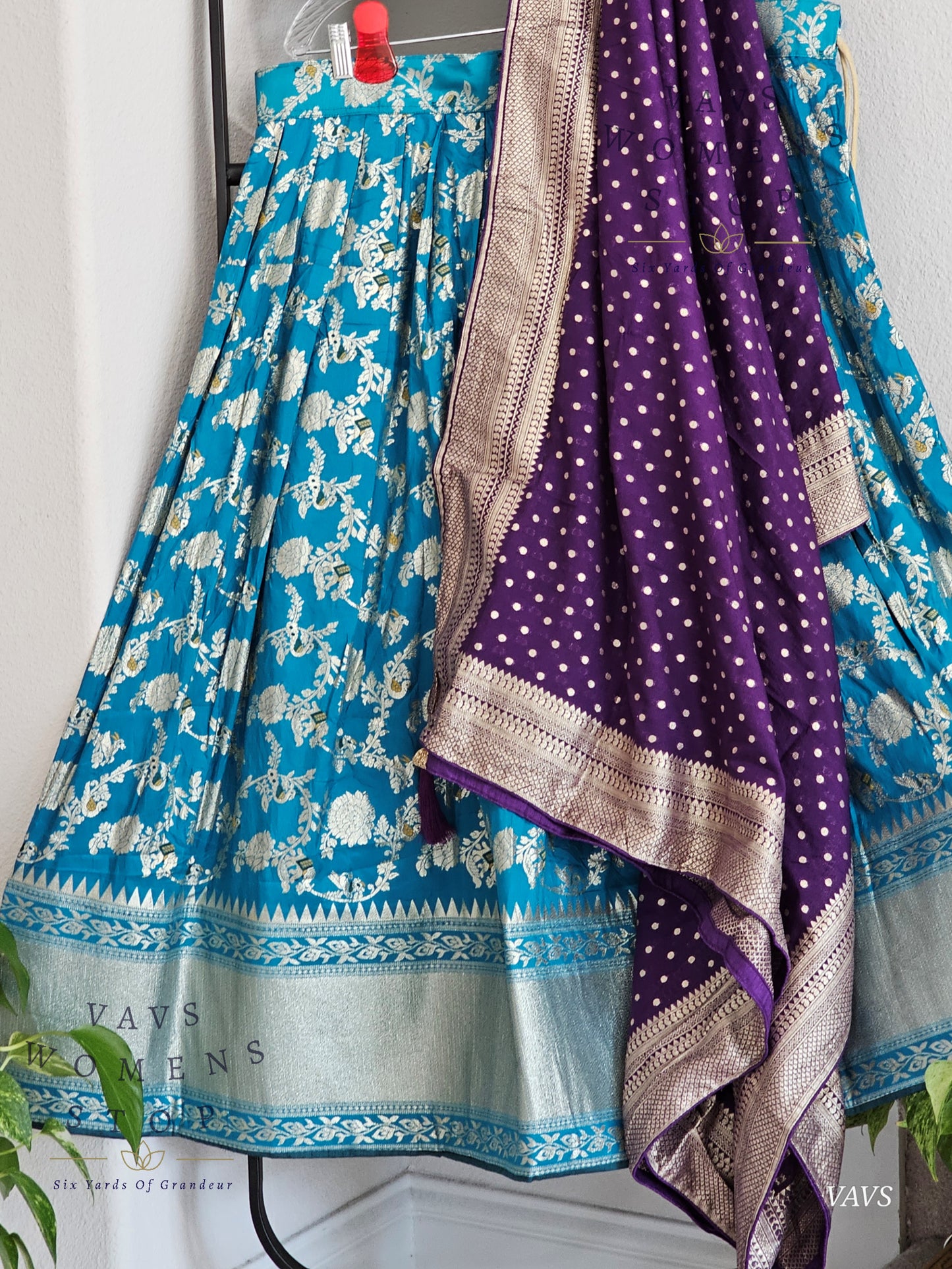 Munga Benarasi Designer Half Saree Set | Can-Can Lined | Suitable for Girls Ages 11+ Too