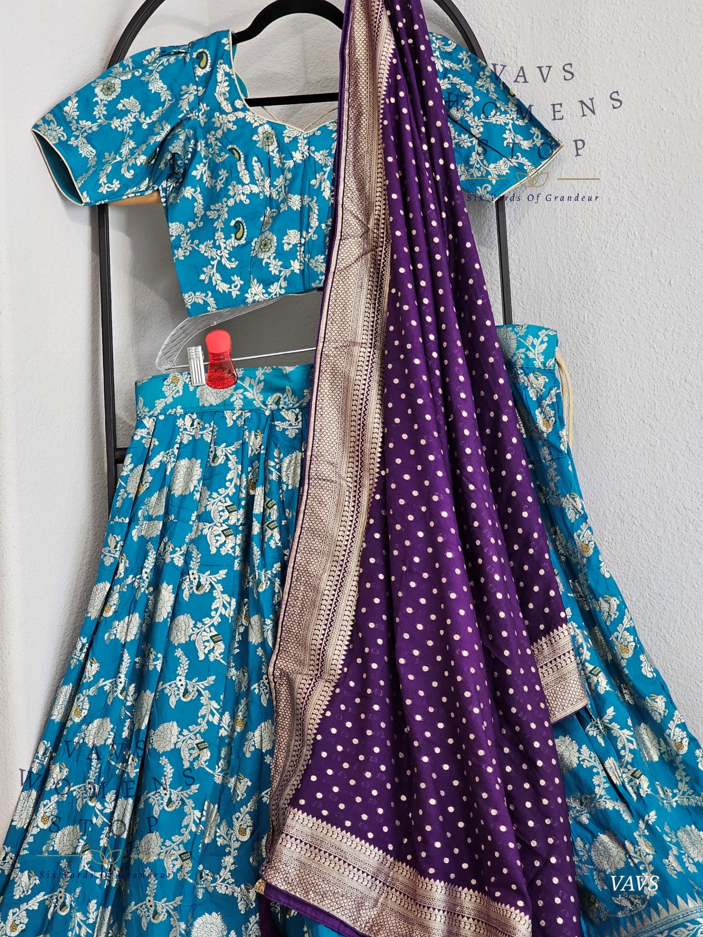 Munga Benarasi Designer Half Saree Set | Can-Can Lined | Suitable for Girls Ages 11+ Too