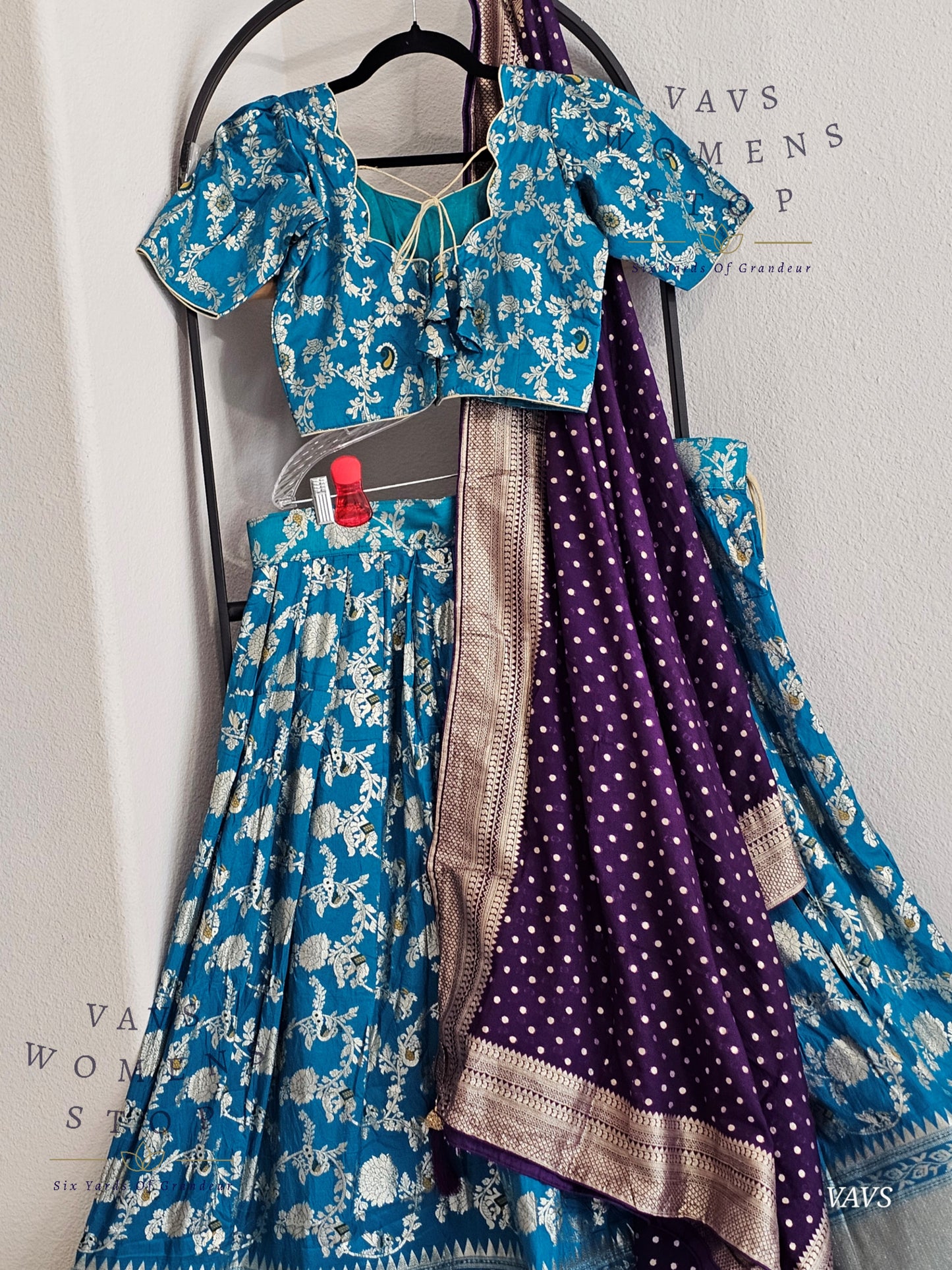 Munga Benarasi Designer Half Saree Set | Can-Can Lined | Suitable for Girls Ages 11+ Too