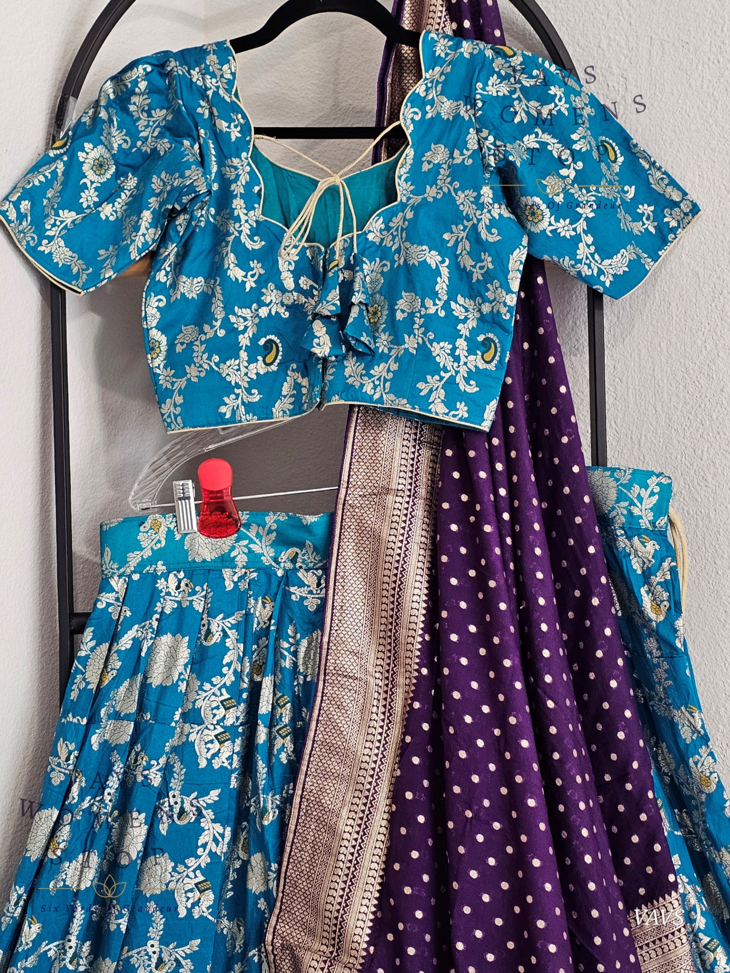 Munga Benarasi Designer Half Saree Set | Can-Can Lined | Suitable for Girls Ages 11+ Too