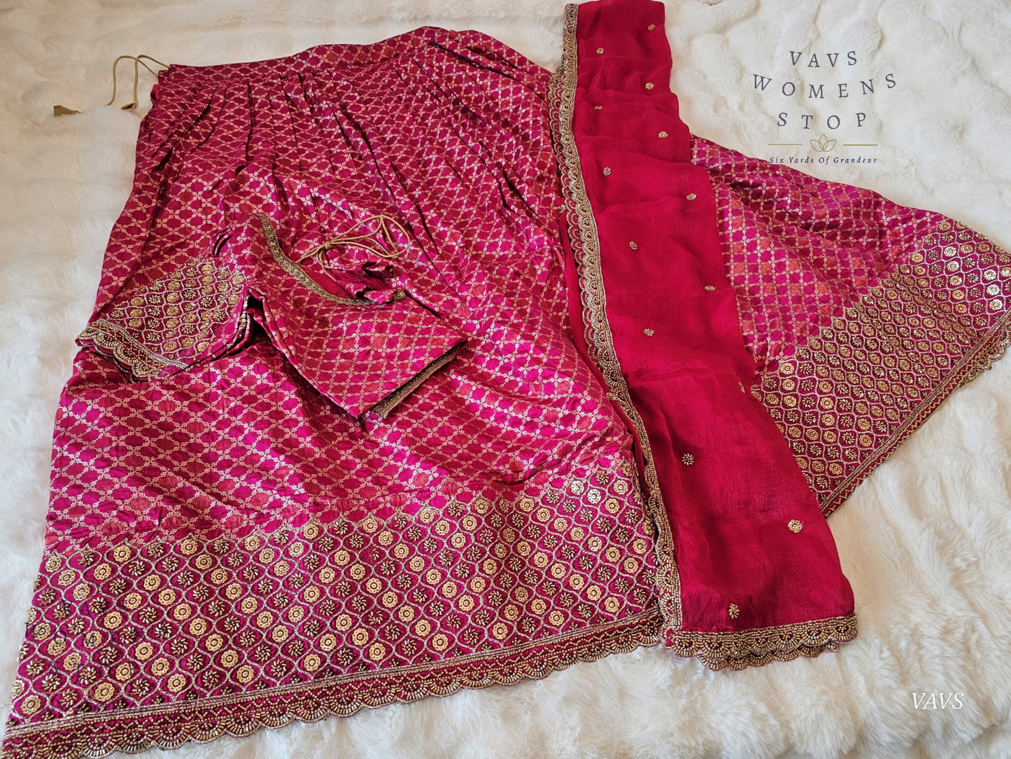 Exclusive Designer Wedding Party Wear Lehenga Set | Munga Benarasi with Heavy Bead Embroidery | Can-Can Lined