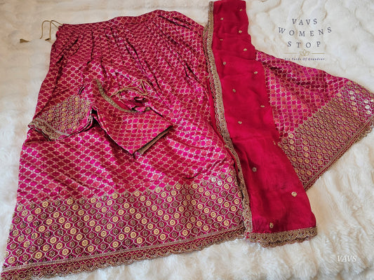 Exclusive Designer Wedding Party Wear Lehenga Set | Munga Benarasi with Heavy Bead Embroidery | Can-Can Lined