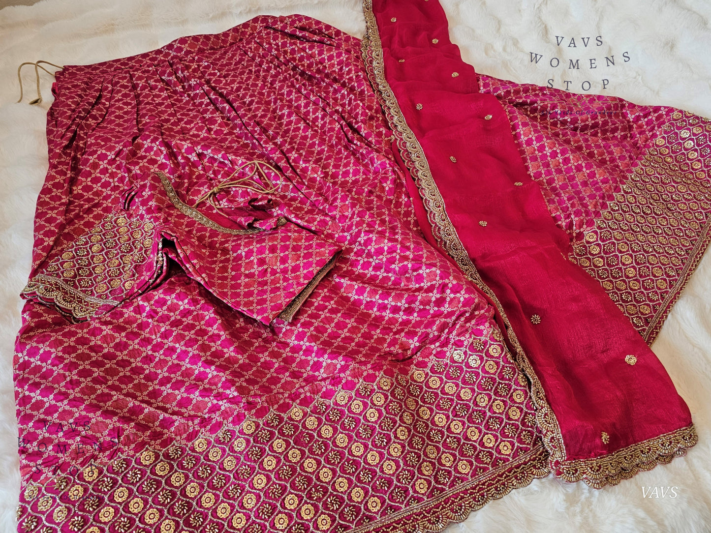 Exclusive Designer Wedding Party Wear Lehenga Set | Munga Benarasi with Heavy Bead Embroidery | Can-Can Lined