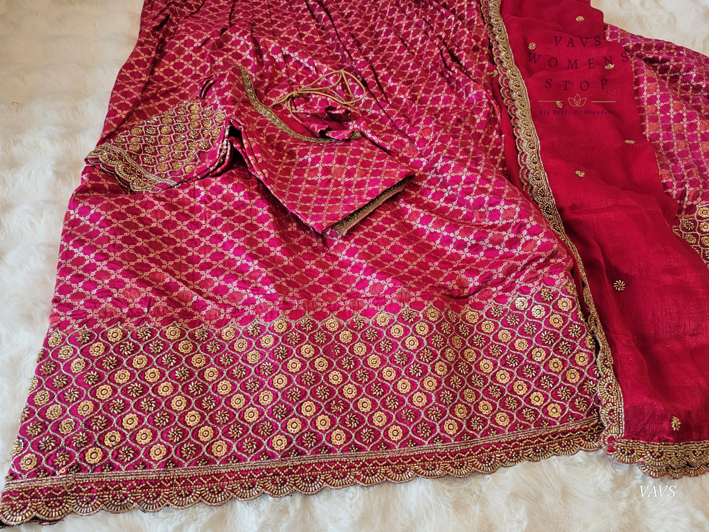 Exclusive Designer Wedding Party Wear Lehenga Set | Munga Benarasi with Heavy Bead Embroidery | Can-Can Lined