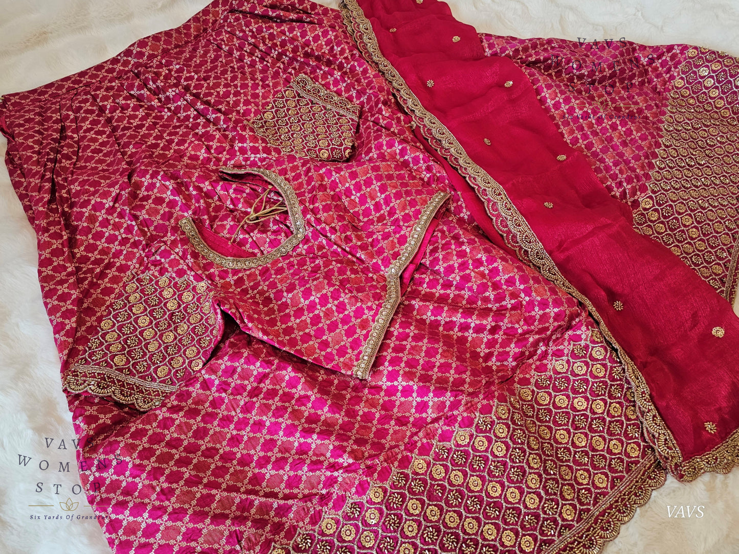Exclusive Designer Wedding Party Wear Lehenga Set | Munga Benarasi with Heavy Bead Embroidery | Can-Can Lined