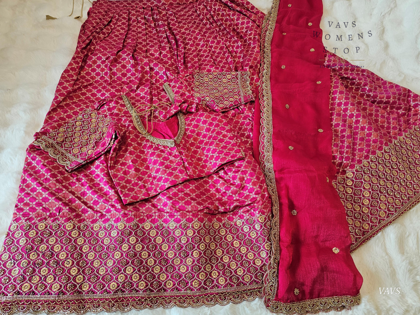 Exclusive Designer Wedding Party Wear Lehenga Set | Munga Benarasi with Heavy Bead Embroidery | Can-Can Lined